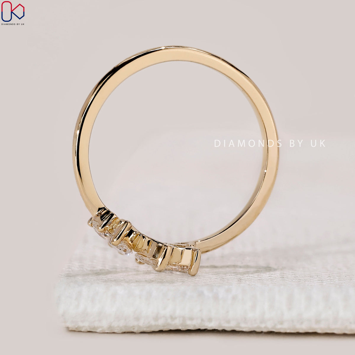 Crown Wedding Band With Marquise And Round Diamond