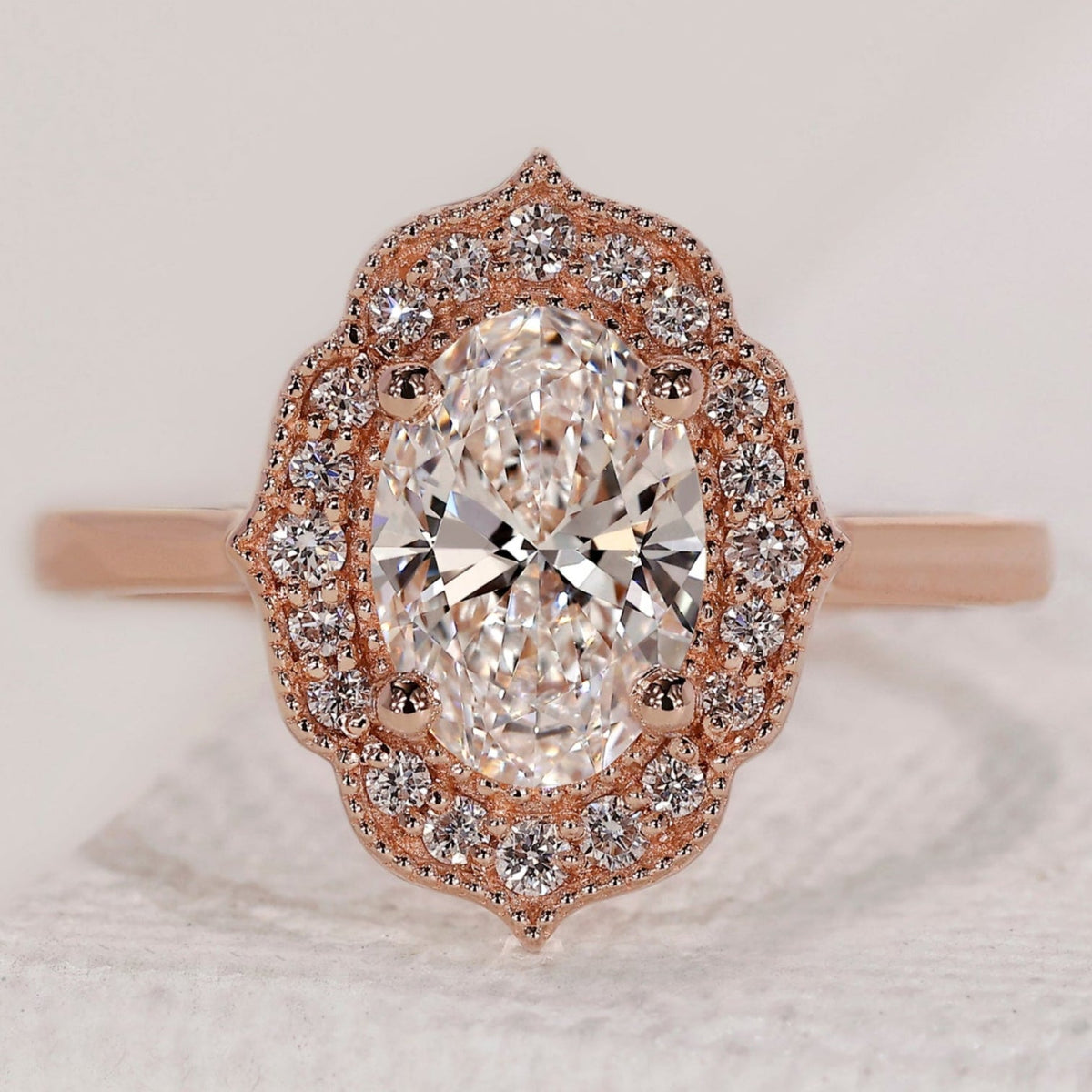 Oval Cut Engagement Ring - Halo Design