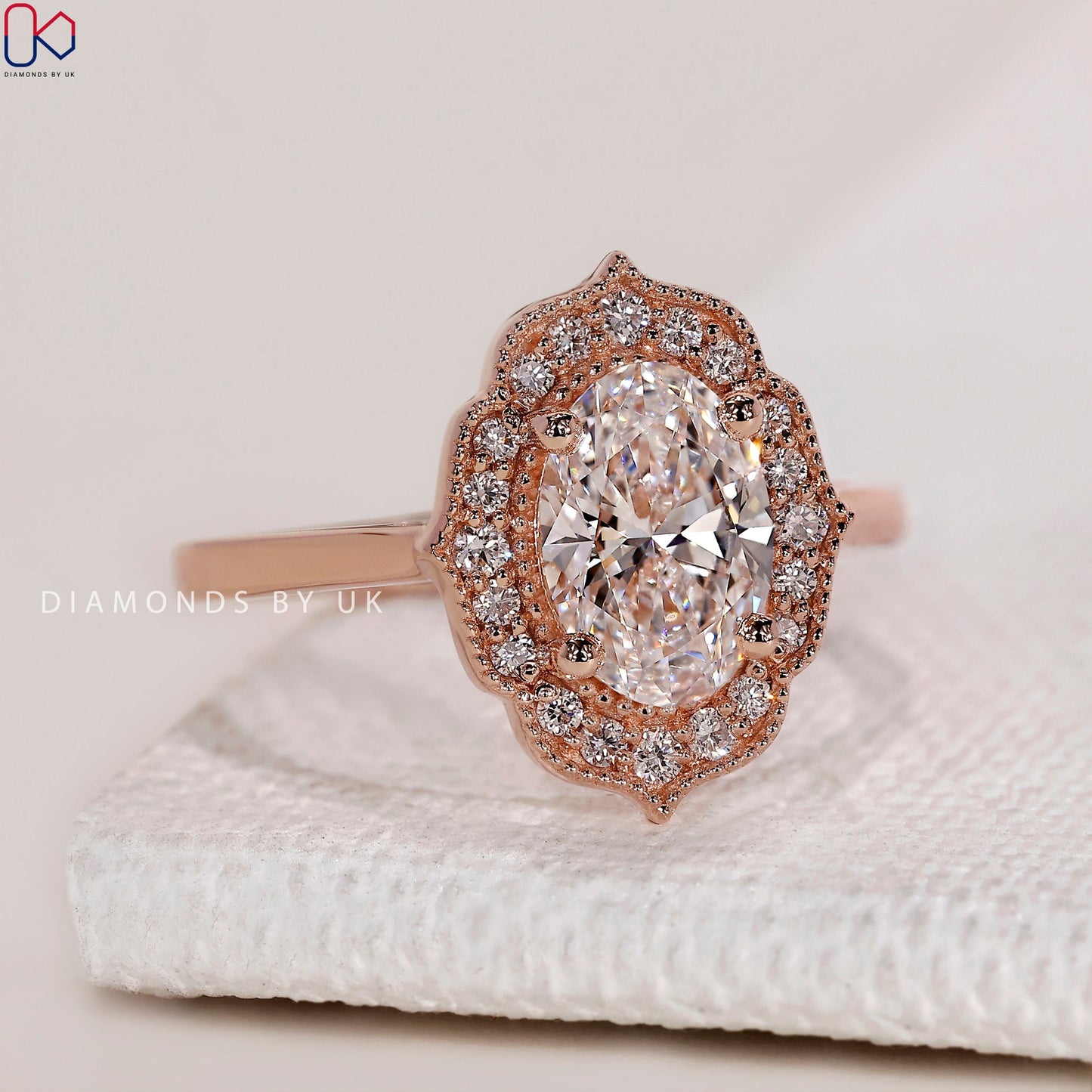 Oval Cut Engagement Ring - Halo Design