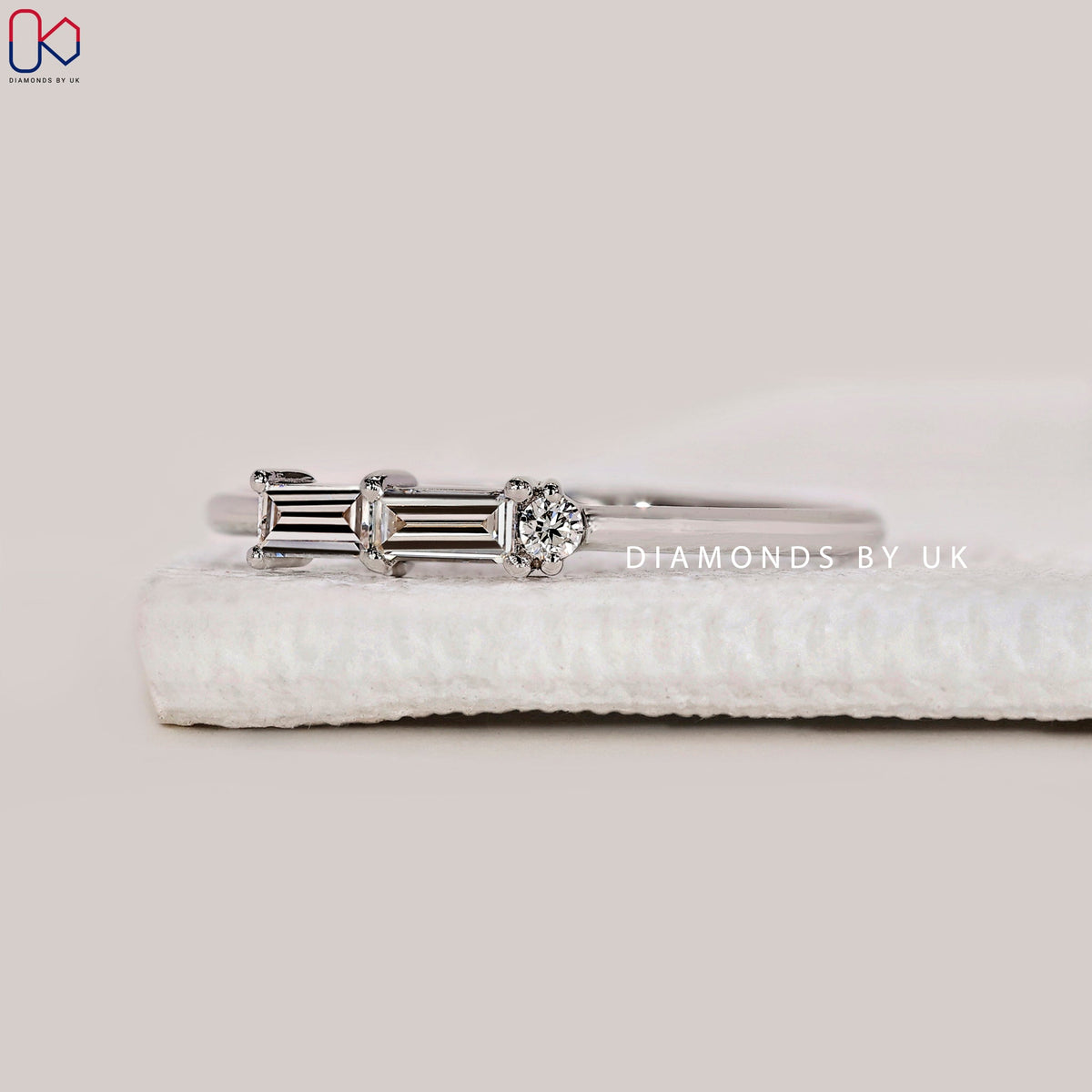 Baguette and Round Diamond Morse Code Band