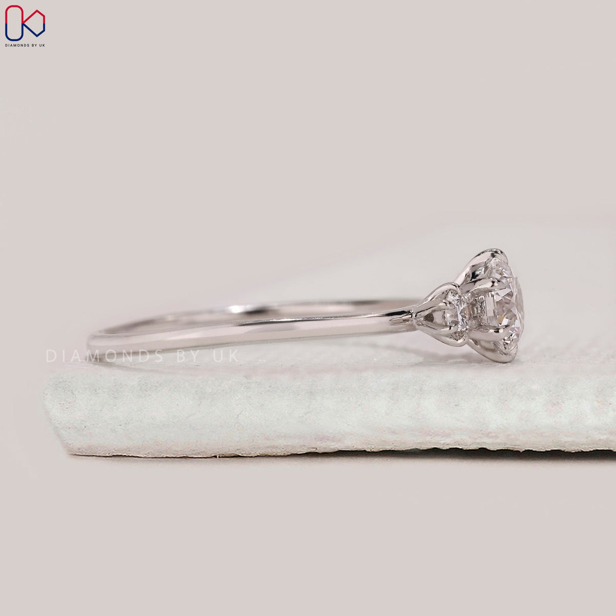 White Gold 3 Stone Round Diamond Ring