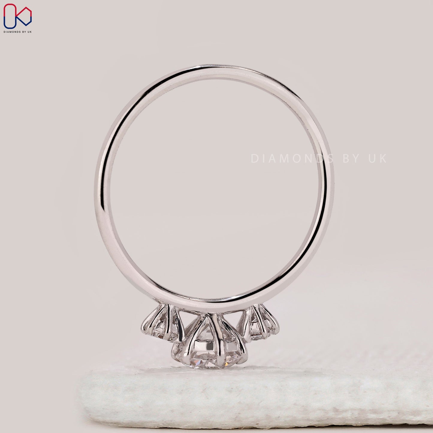 White Gold 3 Stone Round Diamond Ring