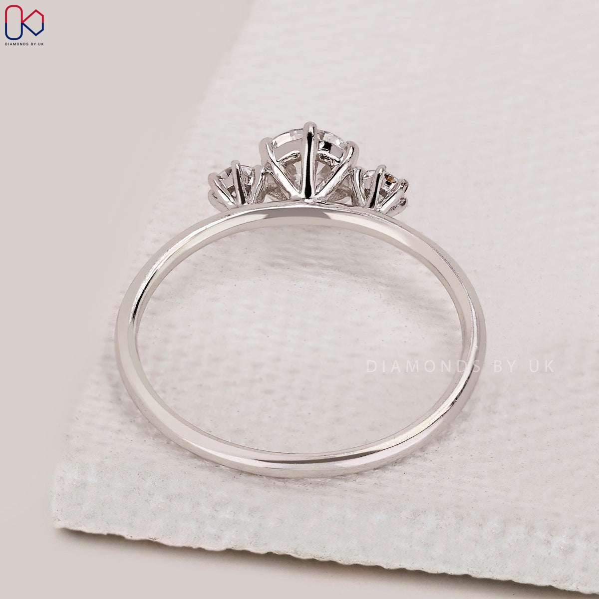 White Gold 3 Stone Round Diamond Ring