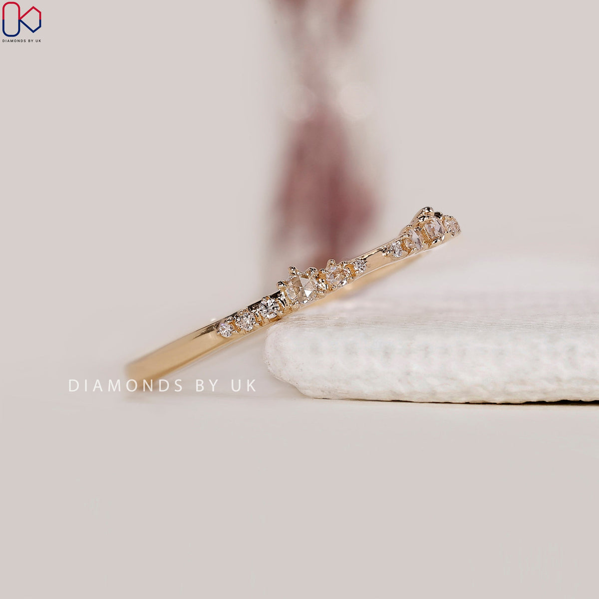 Round And Round Rose Cut Pave Set Wedding Band