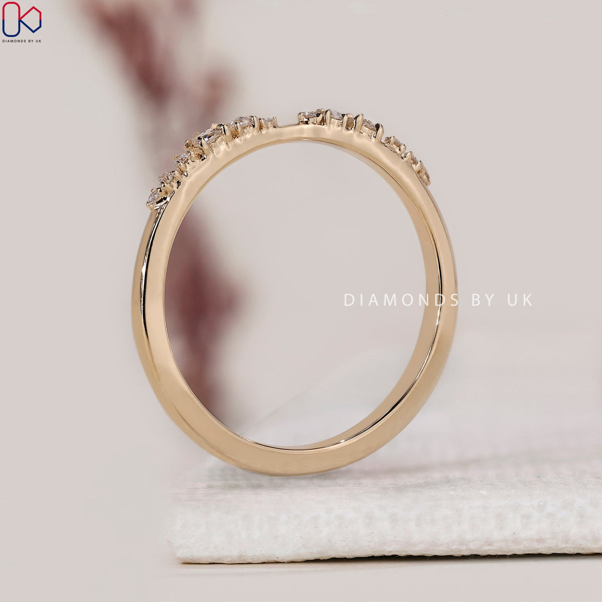 Round And Round Rose Cut Pave Set Wedding Band
