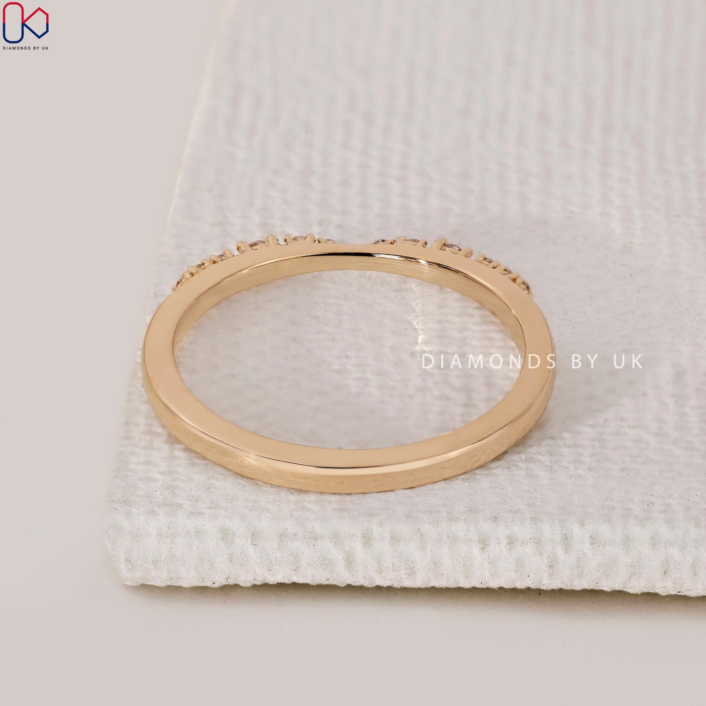 Round And Round Rose Cut Pave Set Wedding Band