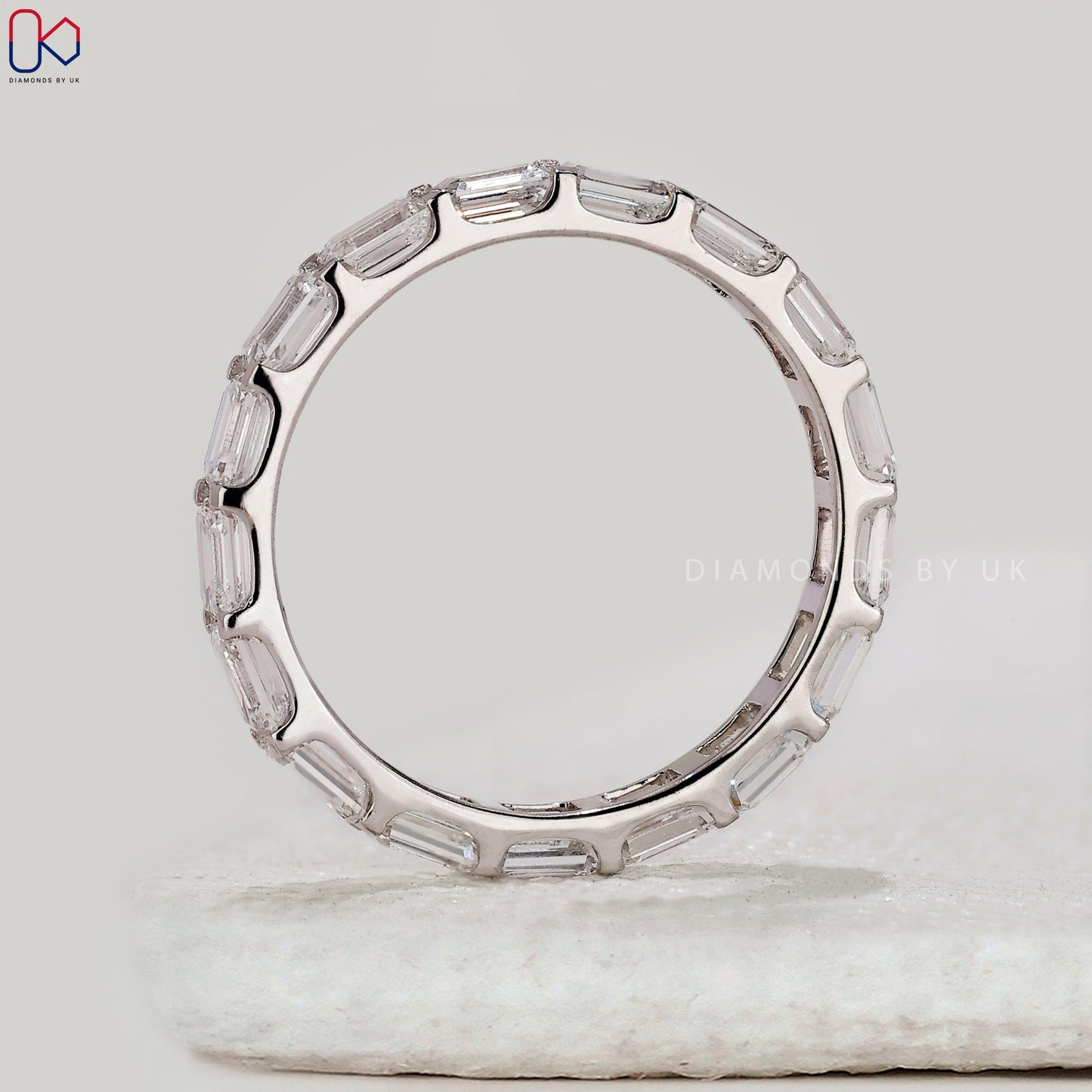 White Gold Emerald Diamond Eternity Band