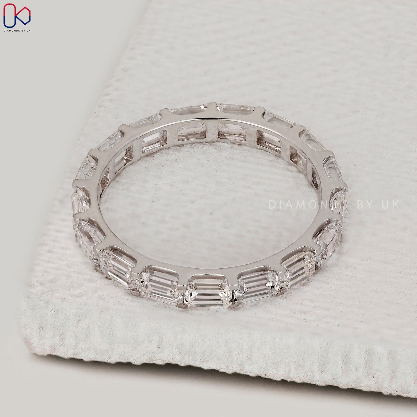White Gold Emerald Diamond Eternity Band