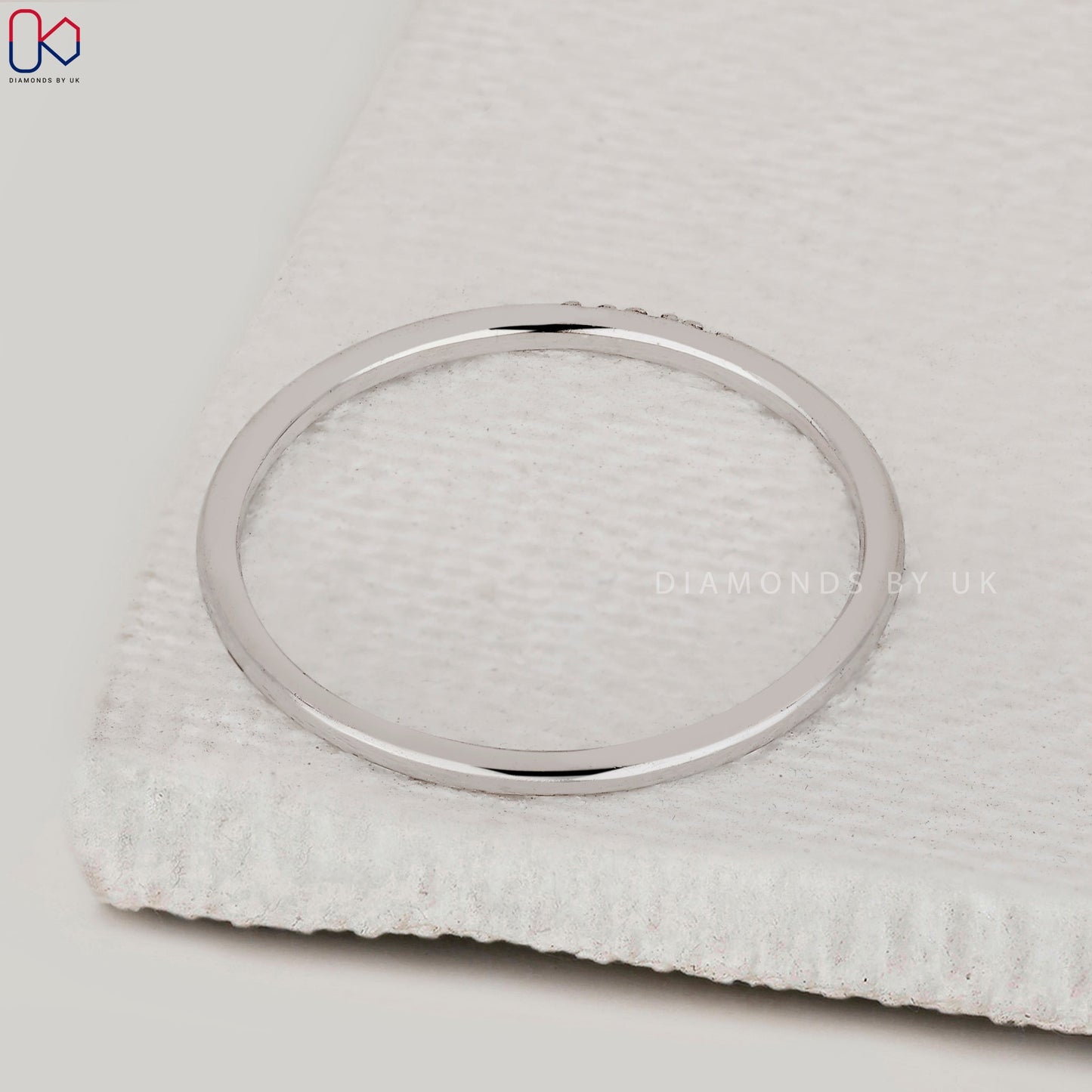 White Gold Round Diamond Minimalist Wedding Band