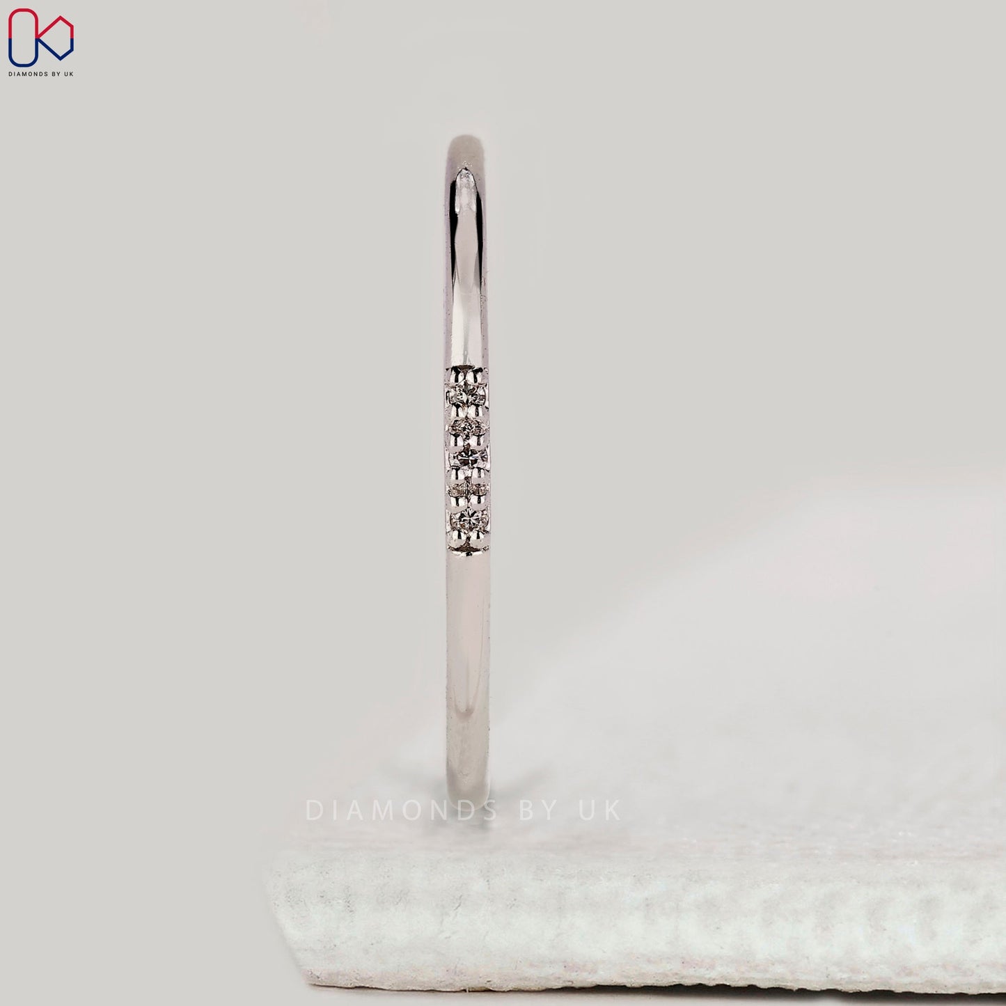 White Gold Round Diamond Minimalist Wedding Band