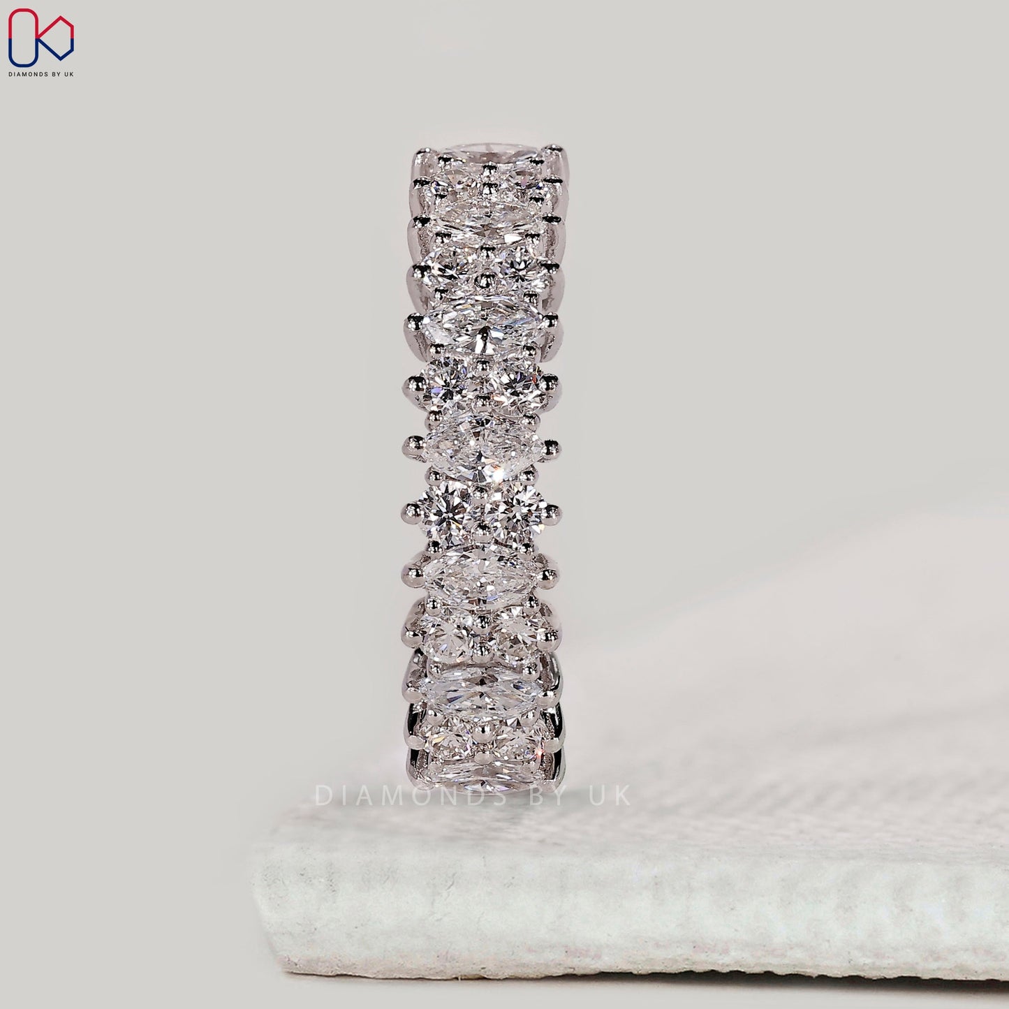 White Gold Round and Marquise Wedding Band