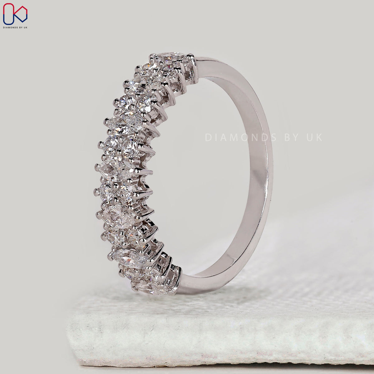 White Gold Round and Marquise Wedding Band