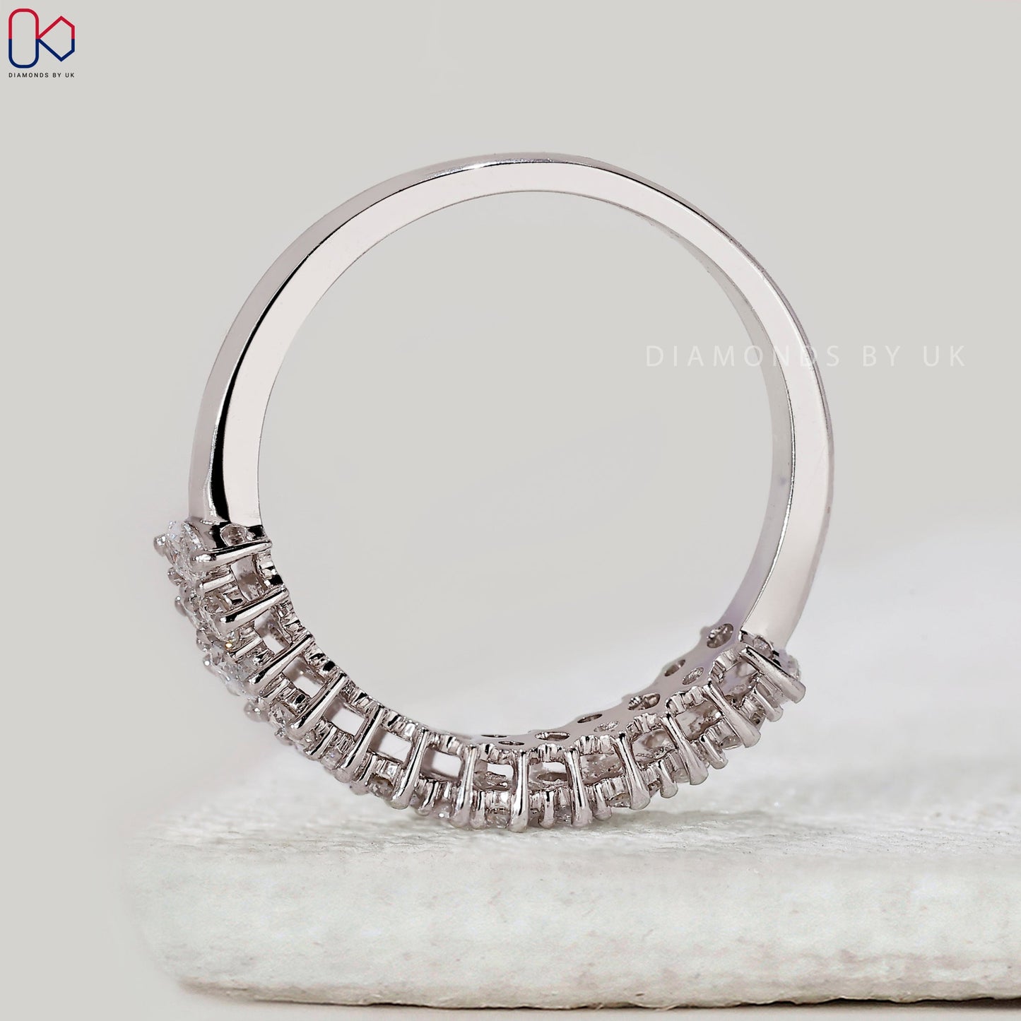 White Gold Round and Marquise Wedding Band