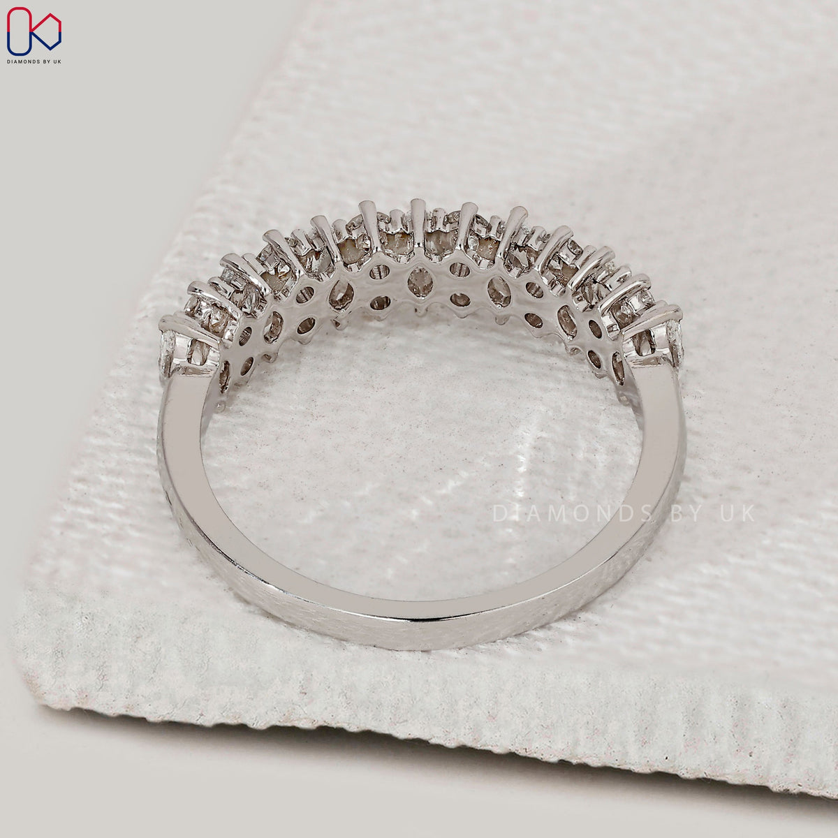White Gold Round and Marquise Wedding Band