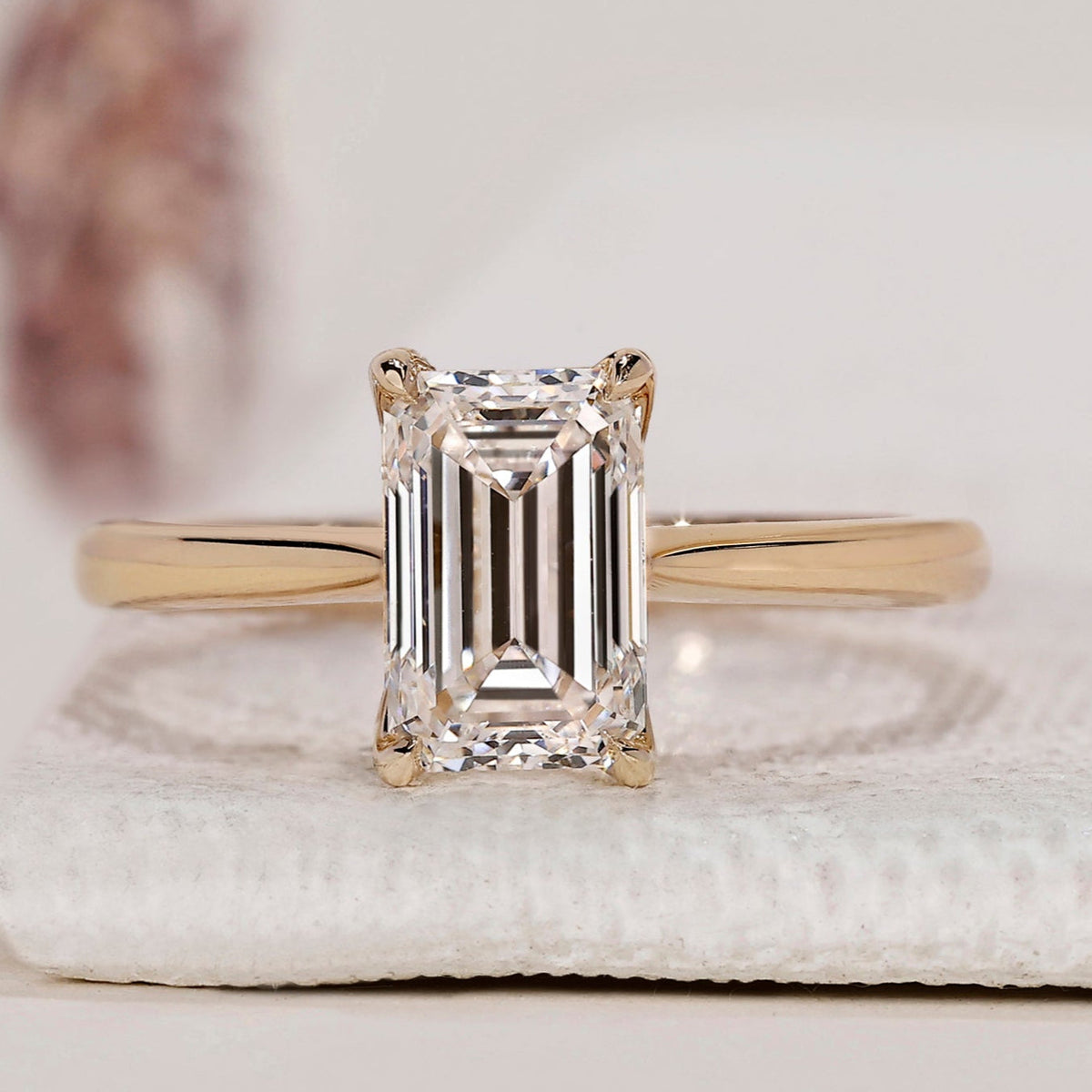 Emerald Cut Solitaire Diamond Ring