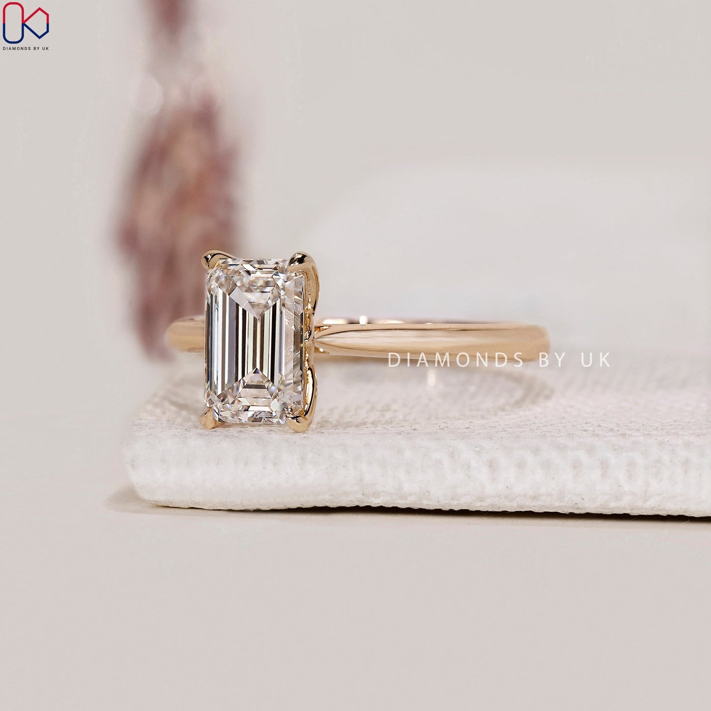 Emerald Cut Solitaire Diamond Ring