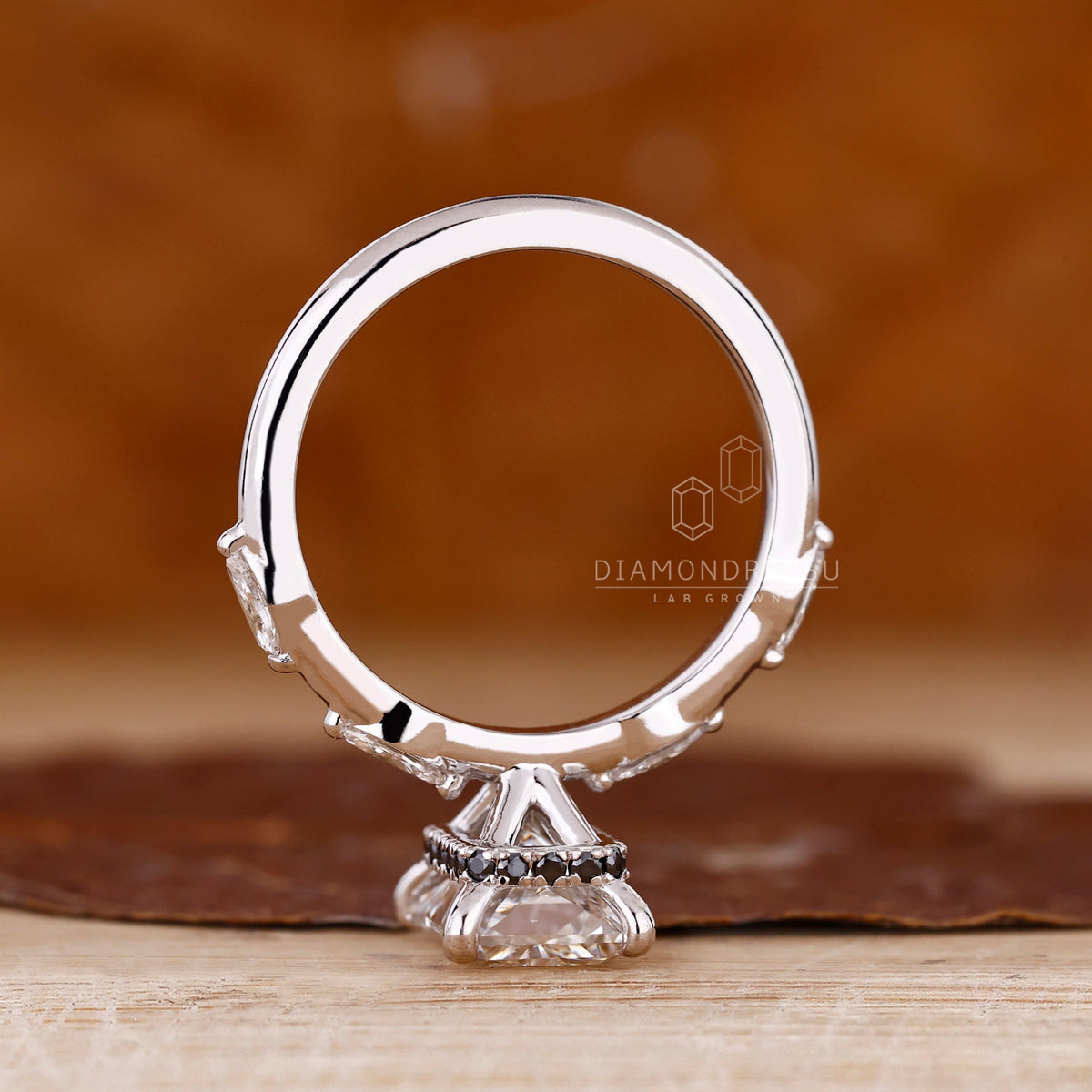 Radiant Cut Diamond Ring in Distance Pave Setting
