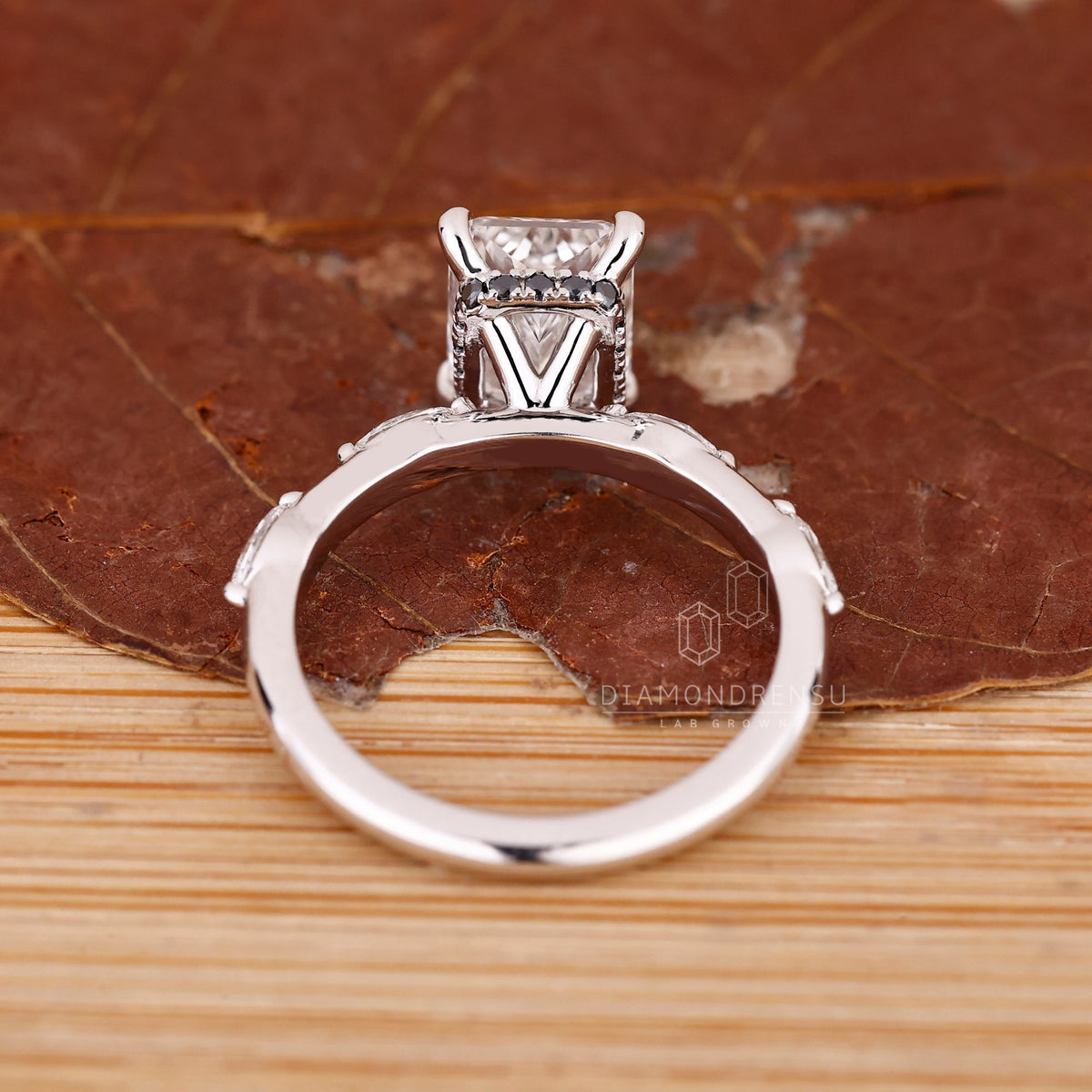 Radiant Cut Diamond Ring in Distance Pave Setting