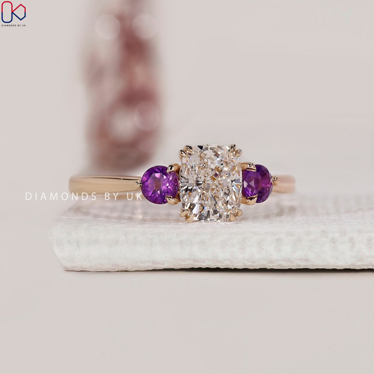Yellow Gold Elongated Cushion Cut Diamond Ring