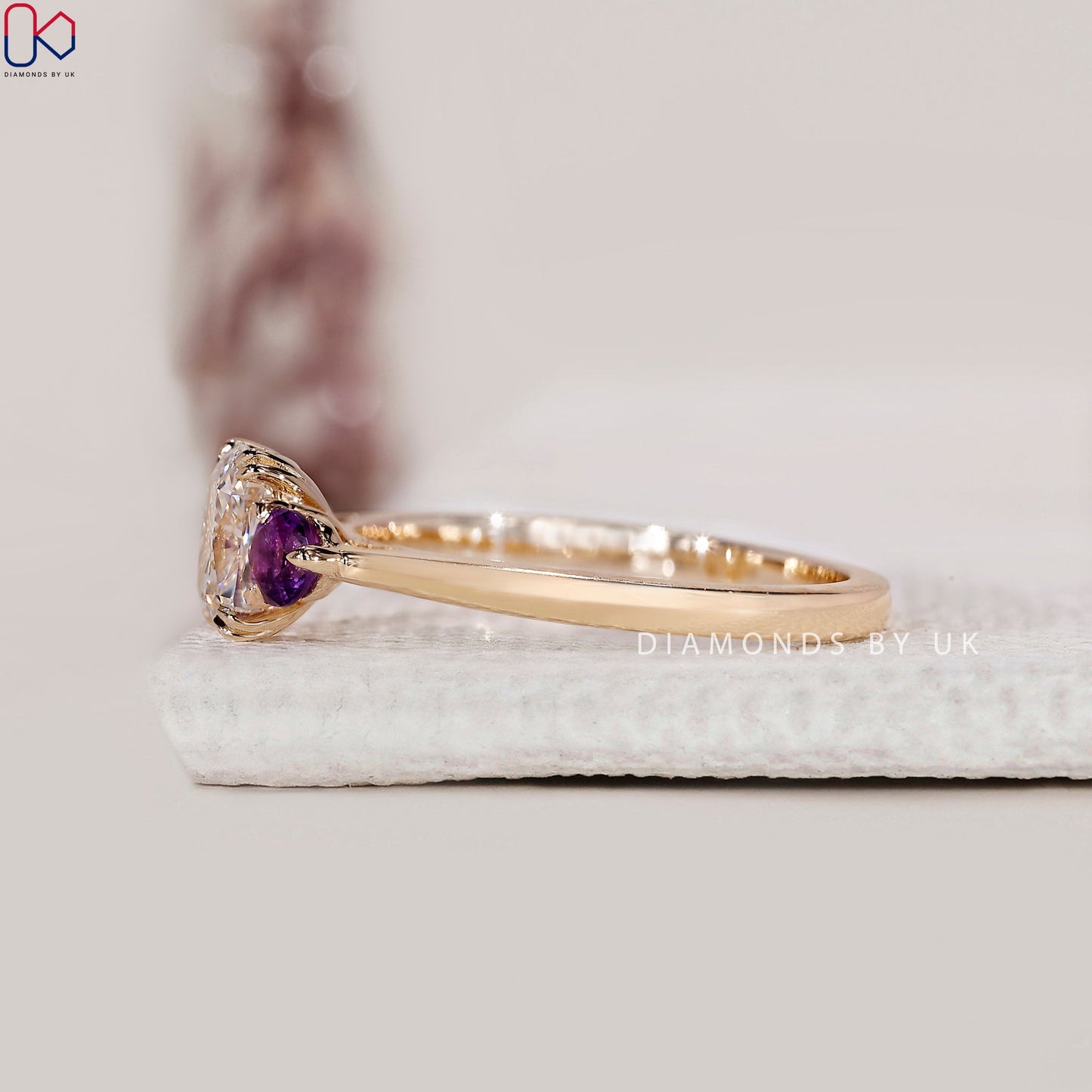 Yellow Gold Elongated Cushion Cut Diamond Ring