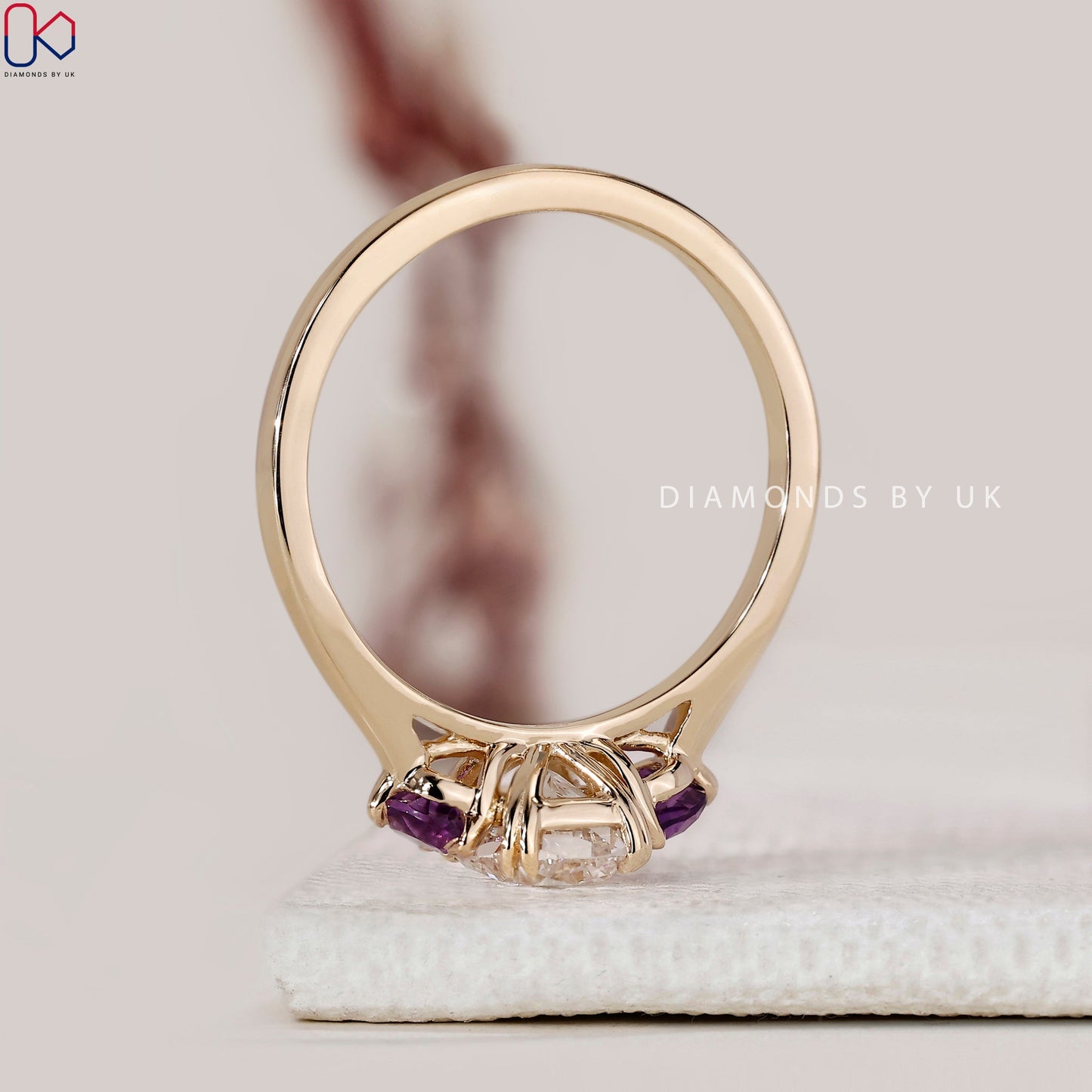 Yellow Gold Elongated Cushion Cut Diamond Ring
