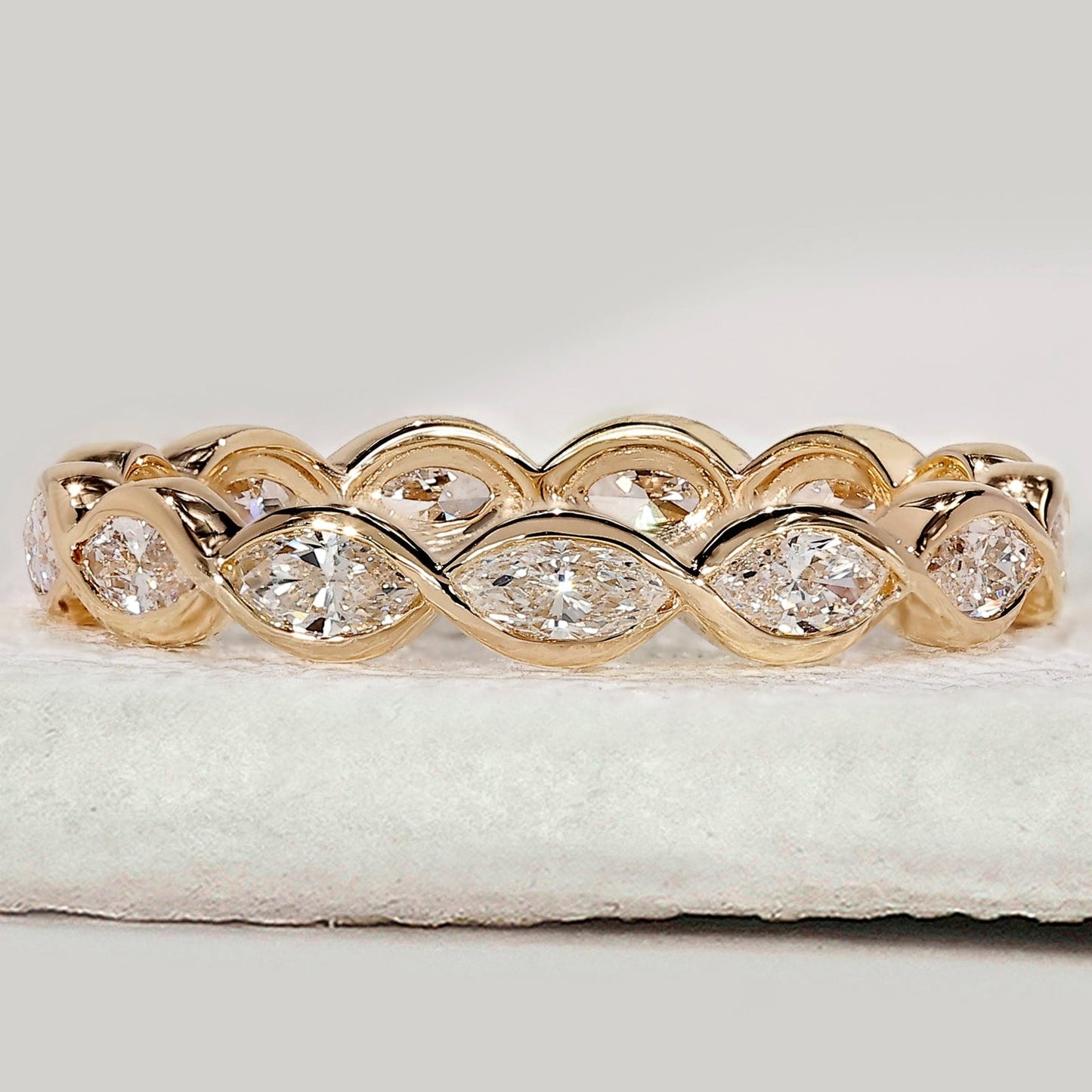 Bezel Set Eternity Marquise Diamond Wedding Band