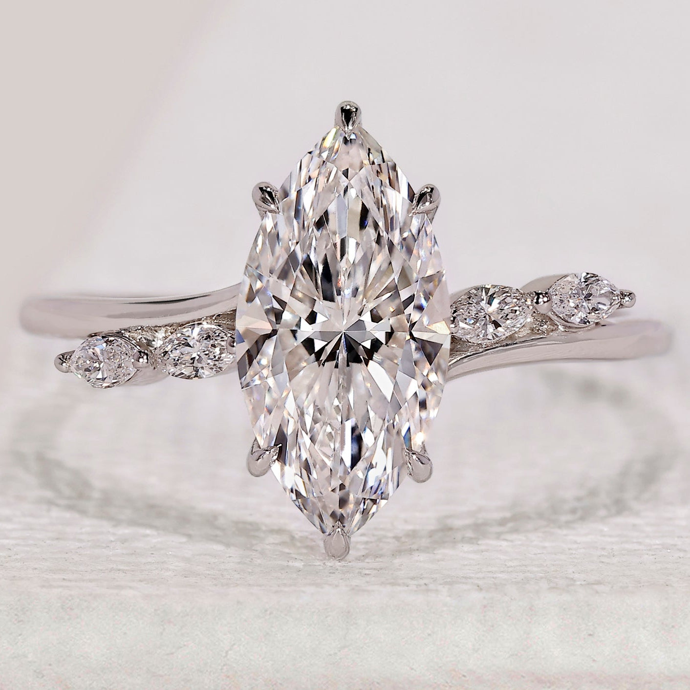 Hidden Halo Marquise Cut Engagement Ring