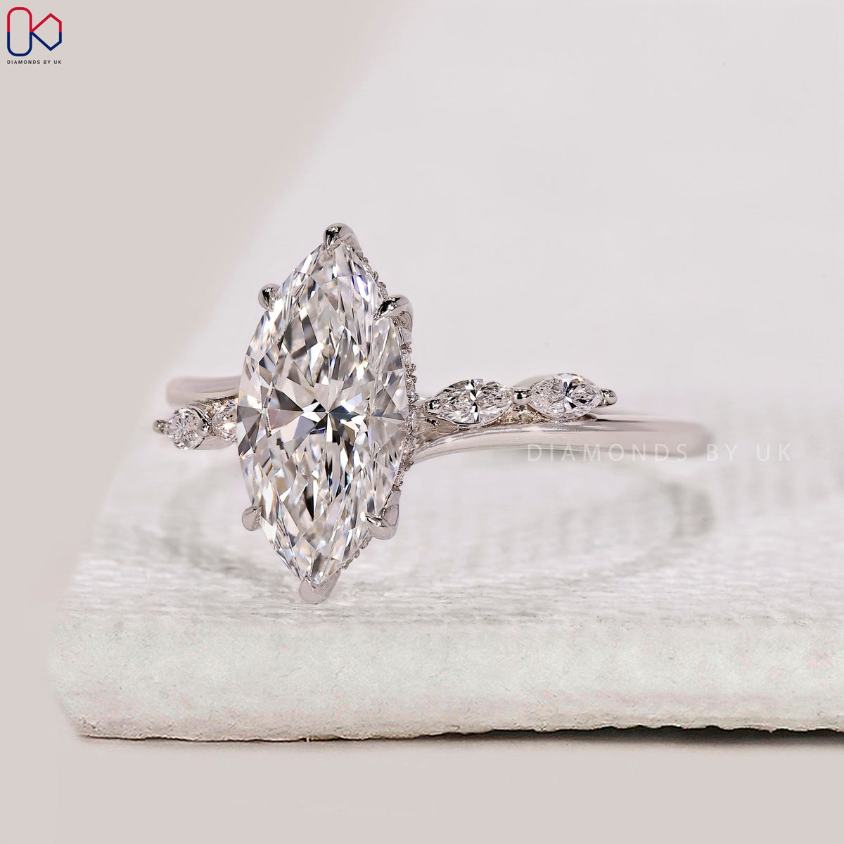 Hidden Halo Marquise Cut Engagement Ring