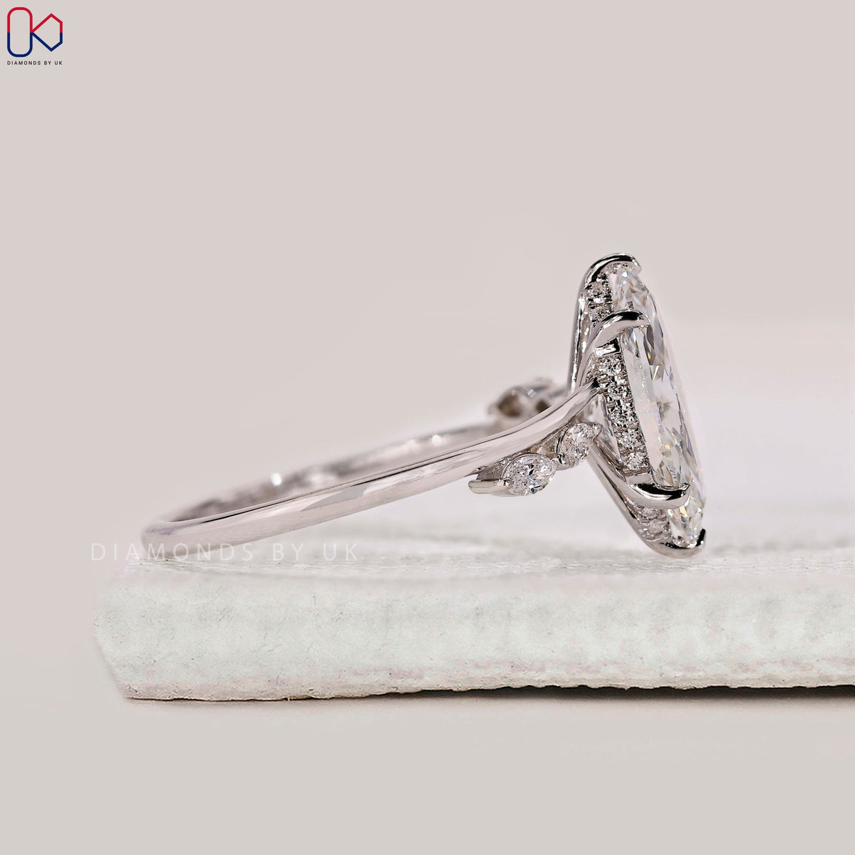 Hidden Halo Marquise Cut Engagement Ring