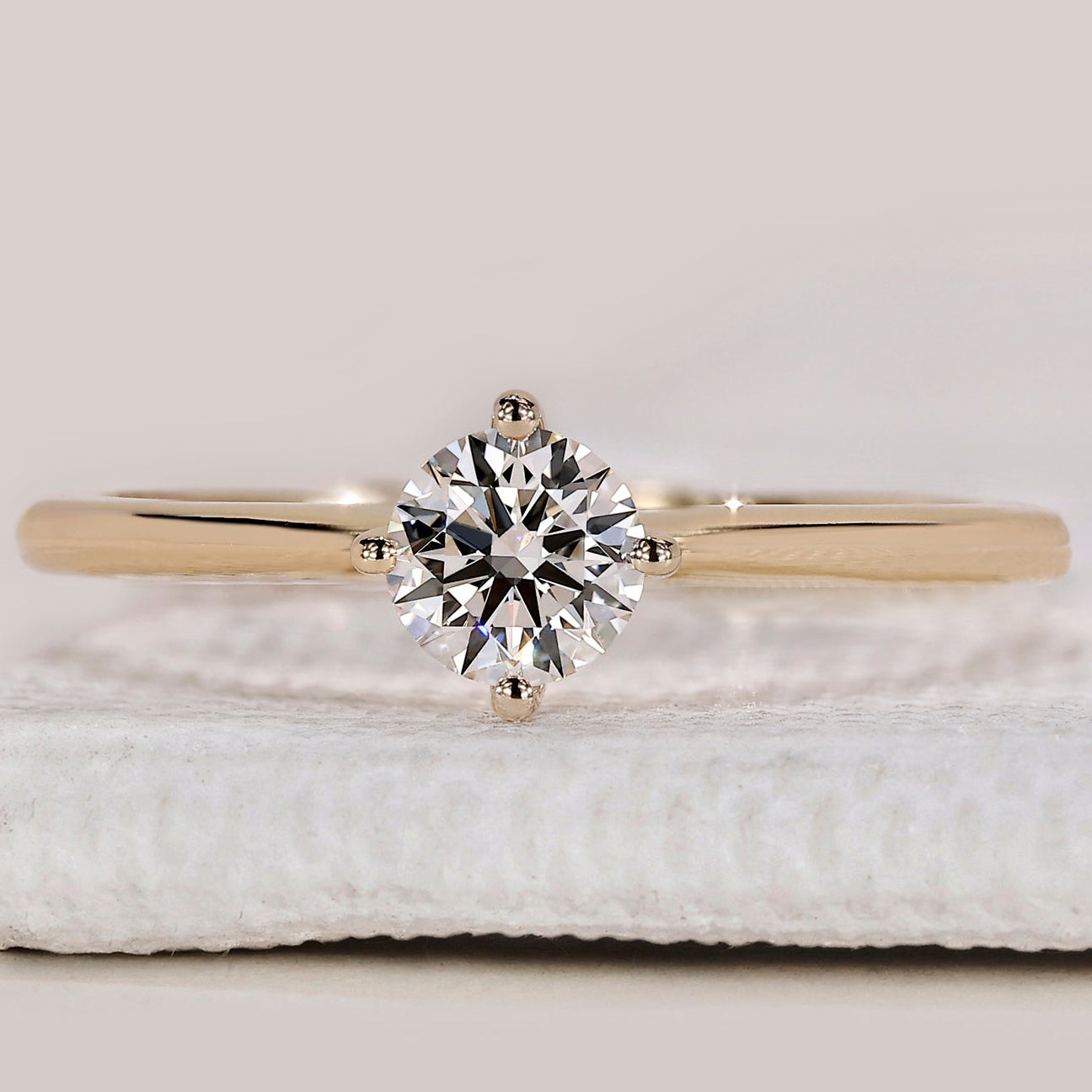 Yellow Gold Solitaire Round Cut Ring