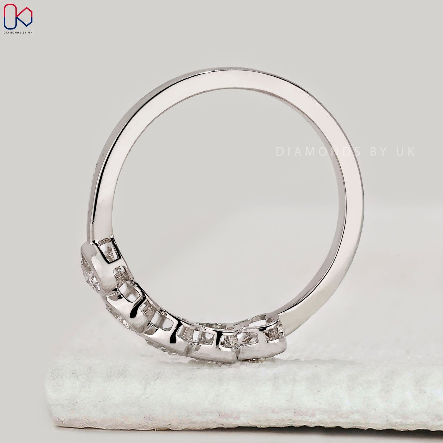 5 Stone Bezel Set Heart Diamond Band