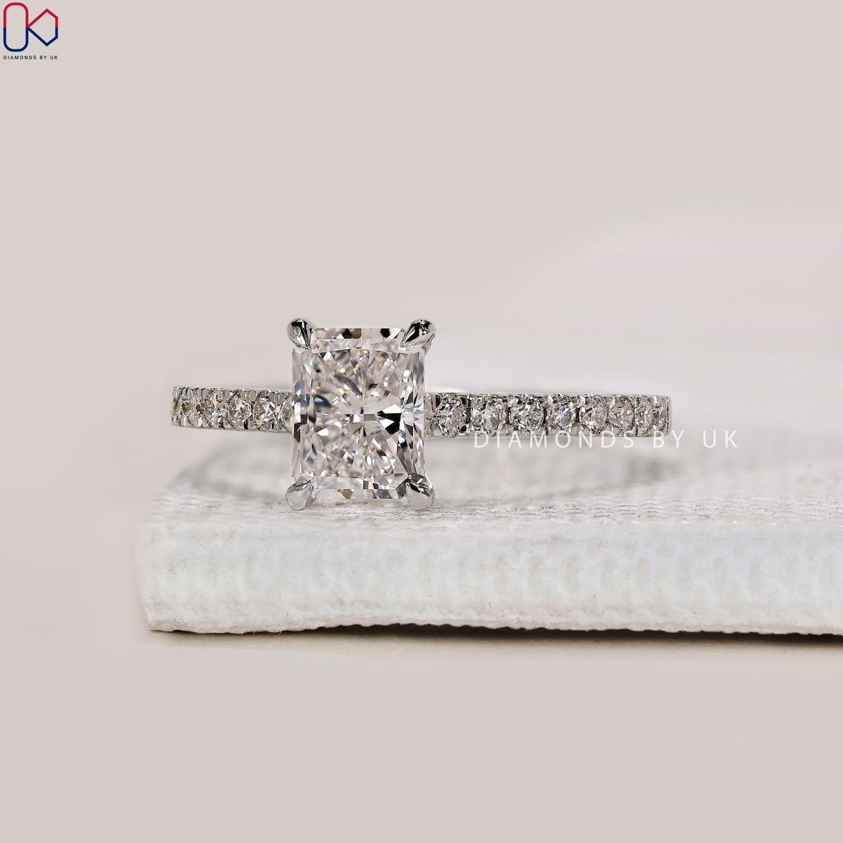Radiant Cut Engagement Ring In Pave Setting