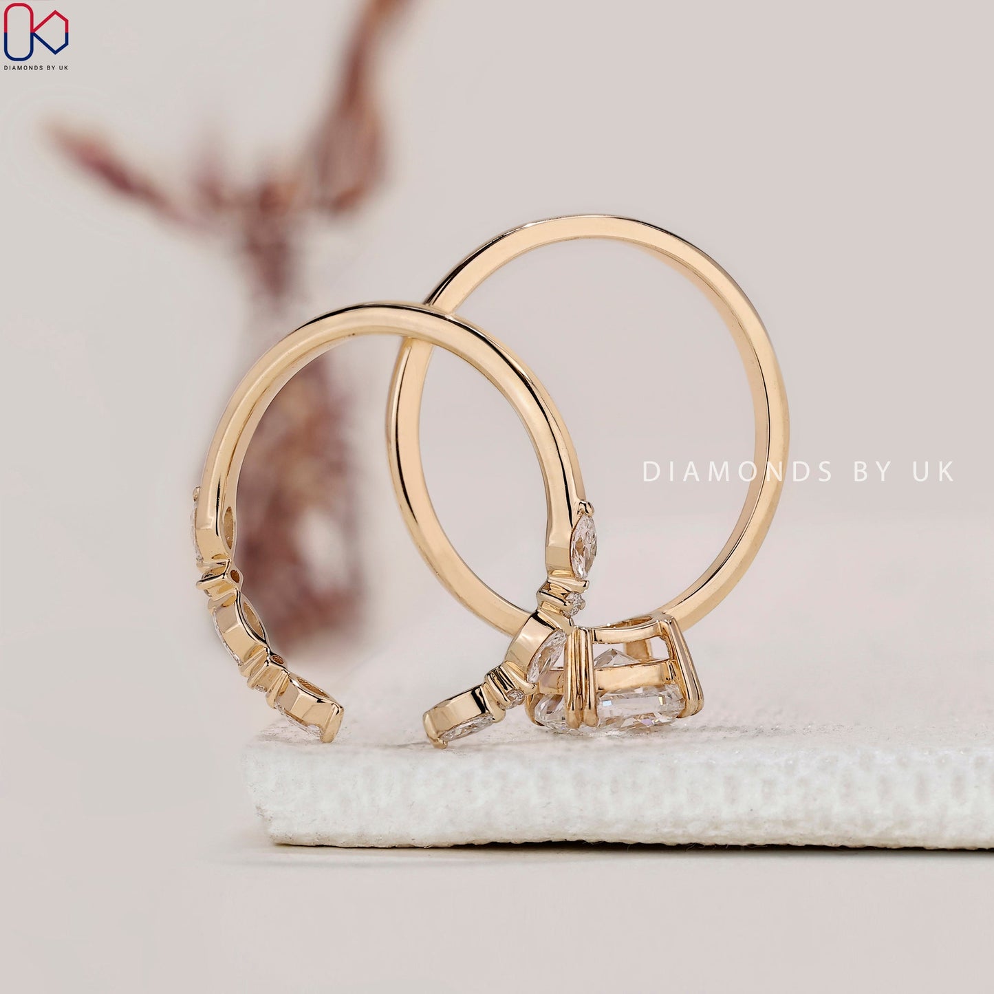 Solitaire Style Cushion Cut Ring with Wedding Band