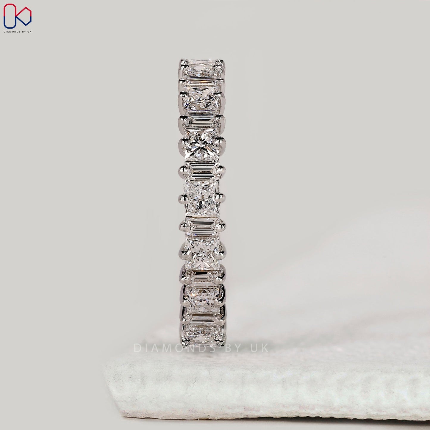 Half Eternity Princess and Baguette Diamond Band