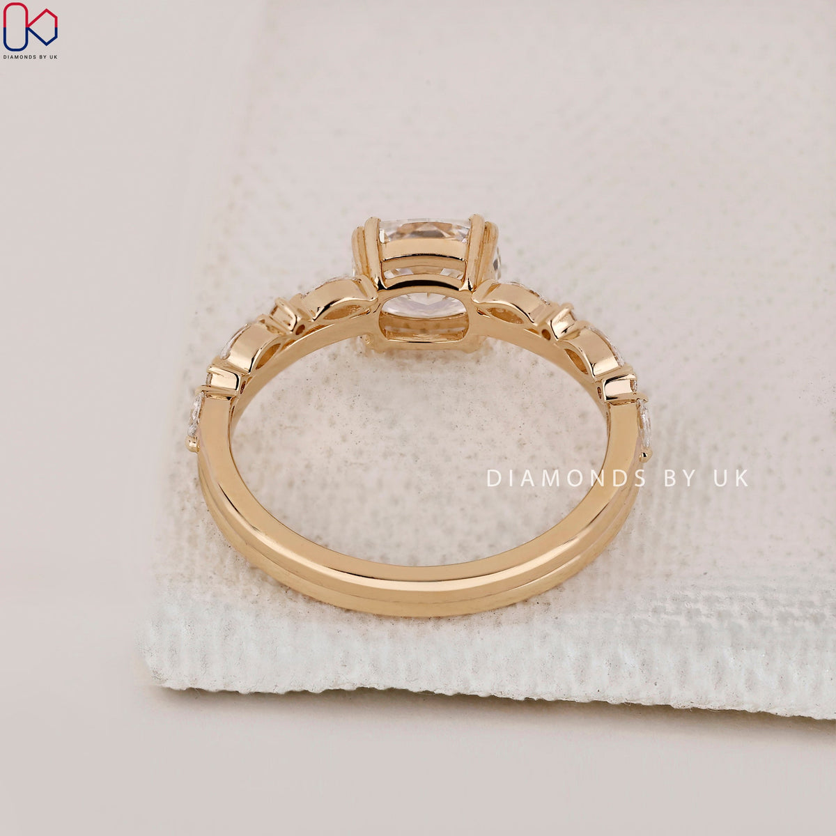 Solitaire Style Cushion Cut Ring with Wedding Band