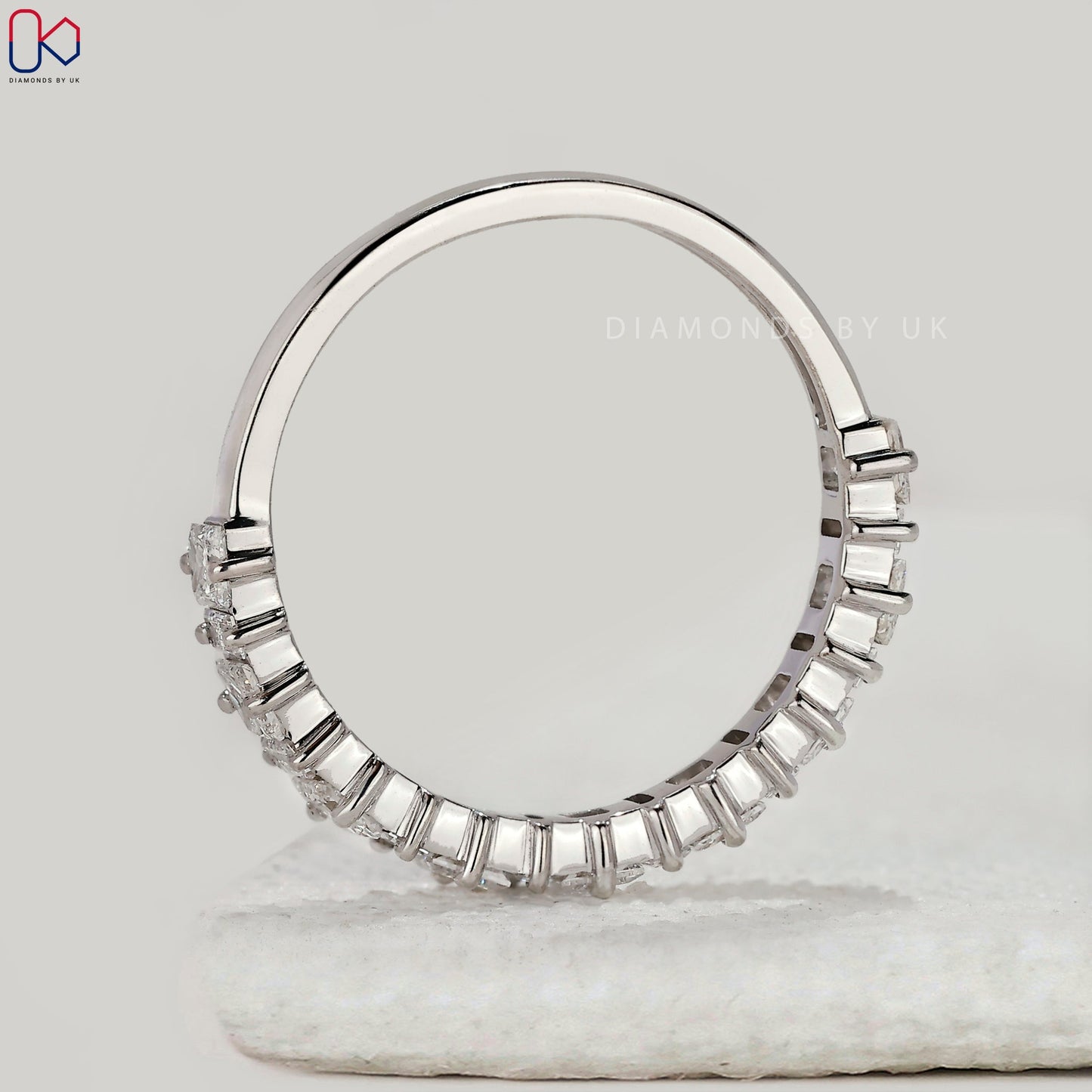 Half Eternity Princess and Baguette Diamond Band