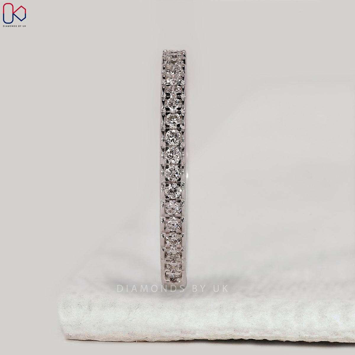 Round Diamond Half Eternity Band in White Gold