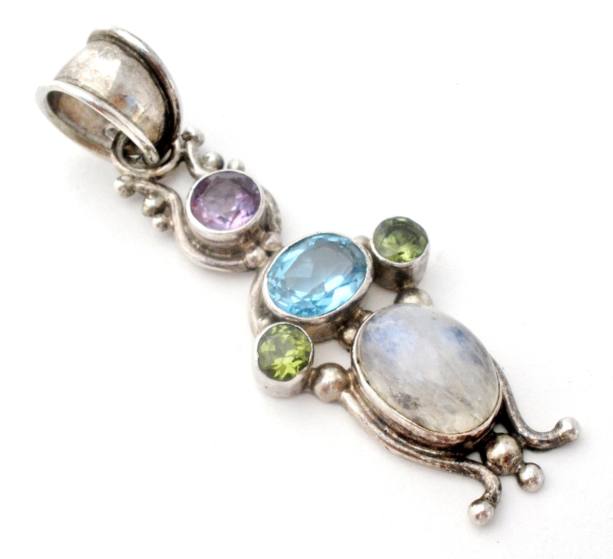 Multi Gemstone Pendant Sterling Silver