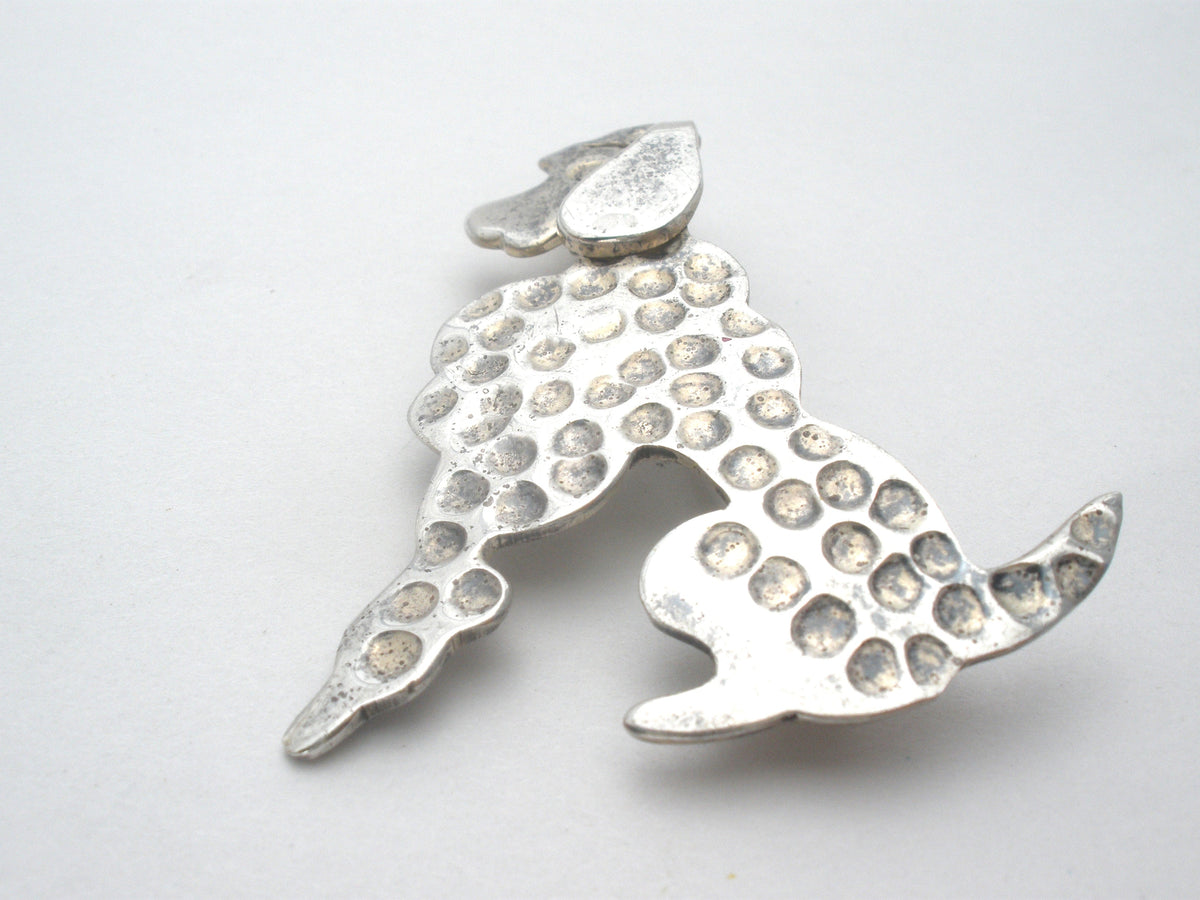 Poodle Dog Brooch Pin Sterling Silver Vintage