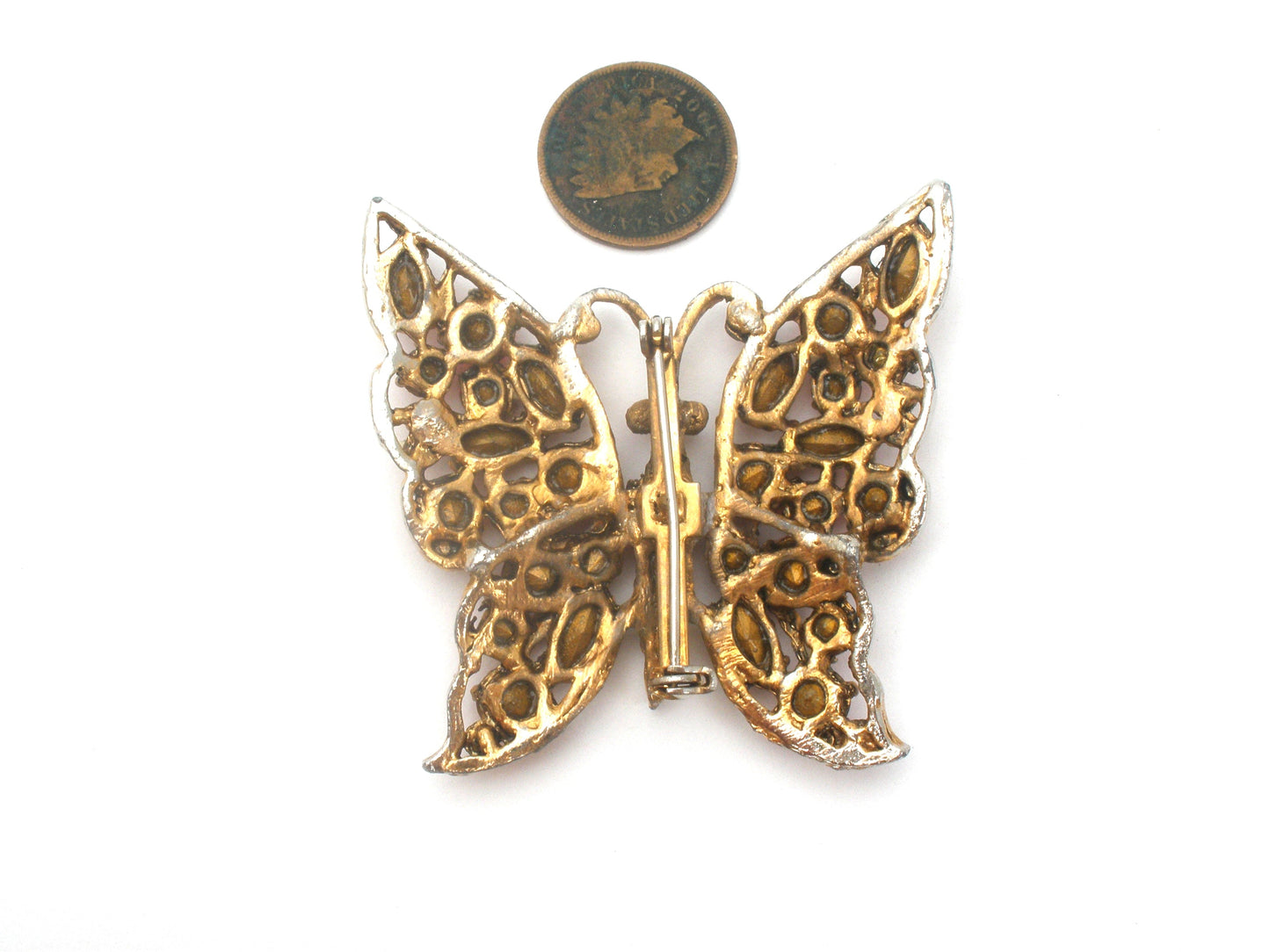 Vintage Red Butterfly Brooch Pin