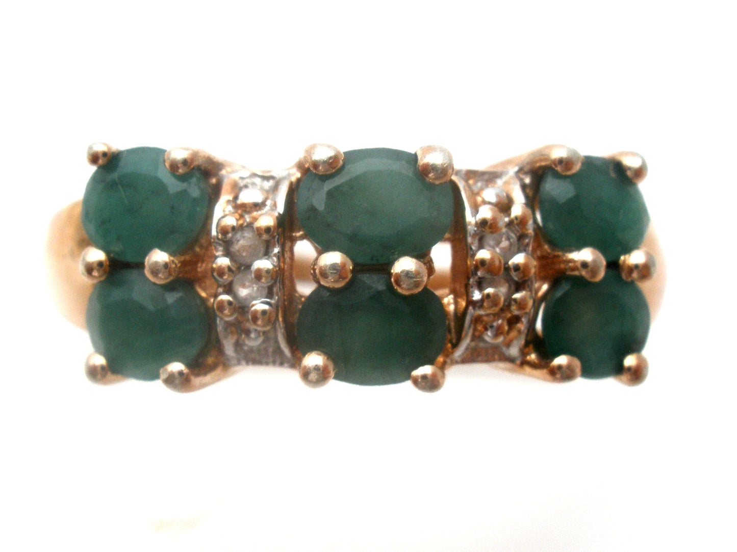 Hold for Yitti - Emerald & Diamond Vermeil Ring 925 Size 8