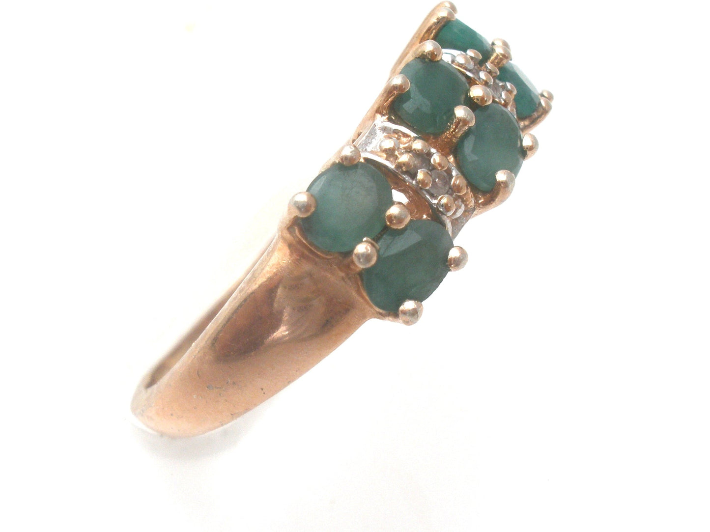 Hold for Yitti - Emerald & Diamond Vermeil Ring 925 Size 8