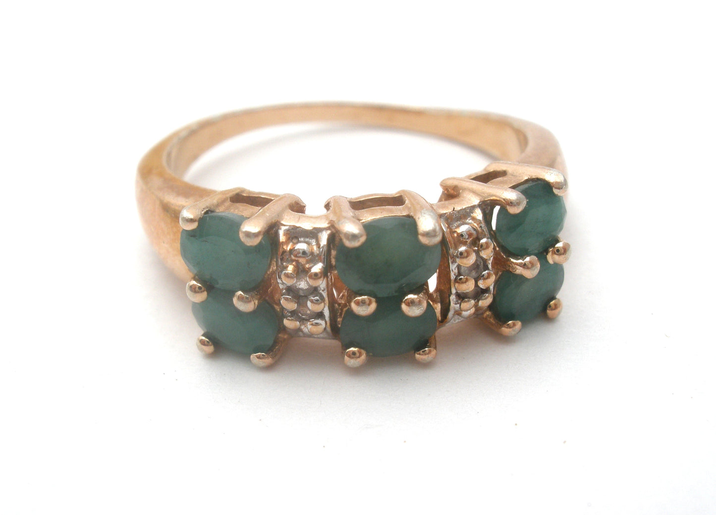Hold for Yitti - Emerald & Diamond Vermeil Ring 925 Size 8