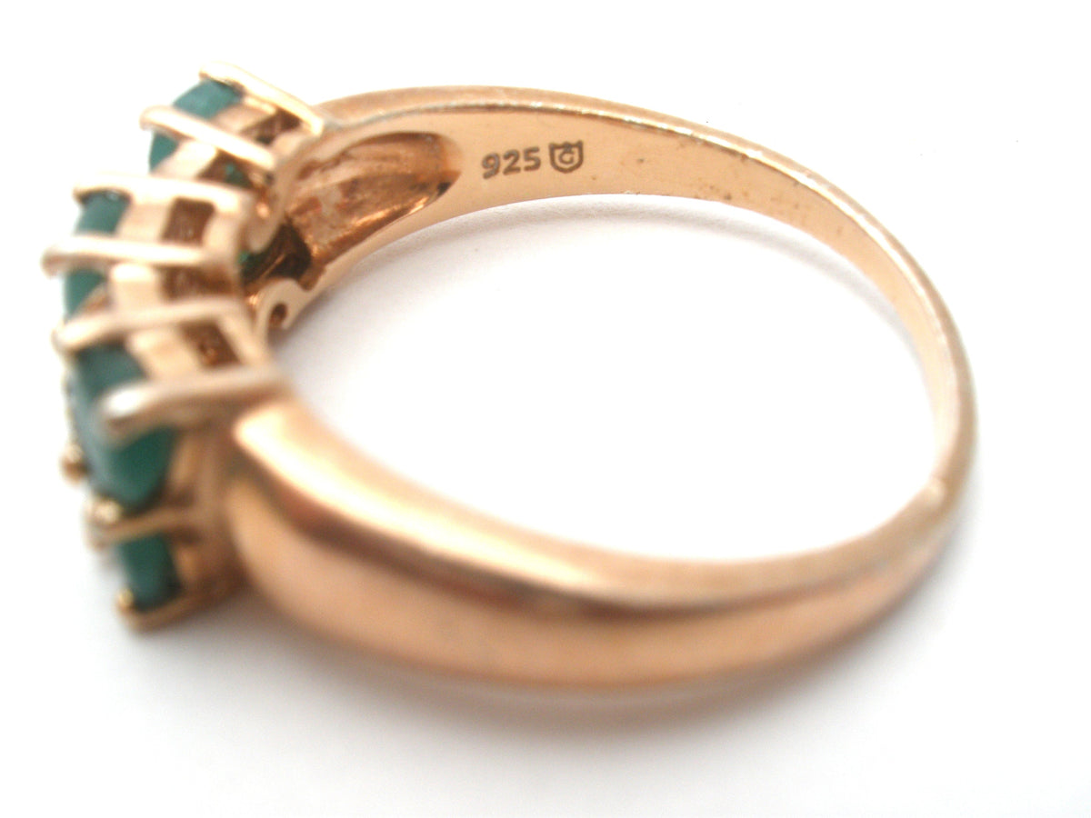 Hold for Yitti - Emerald & Diamond Vermeil Ring 925 Size 8
