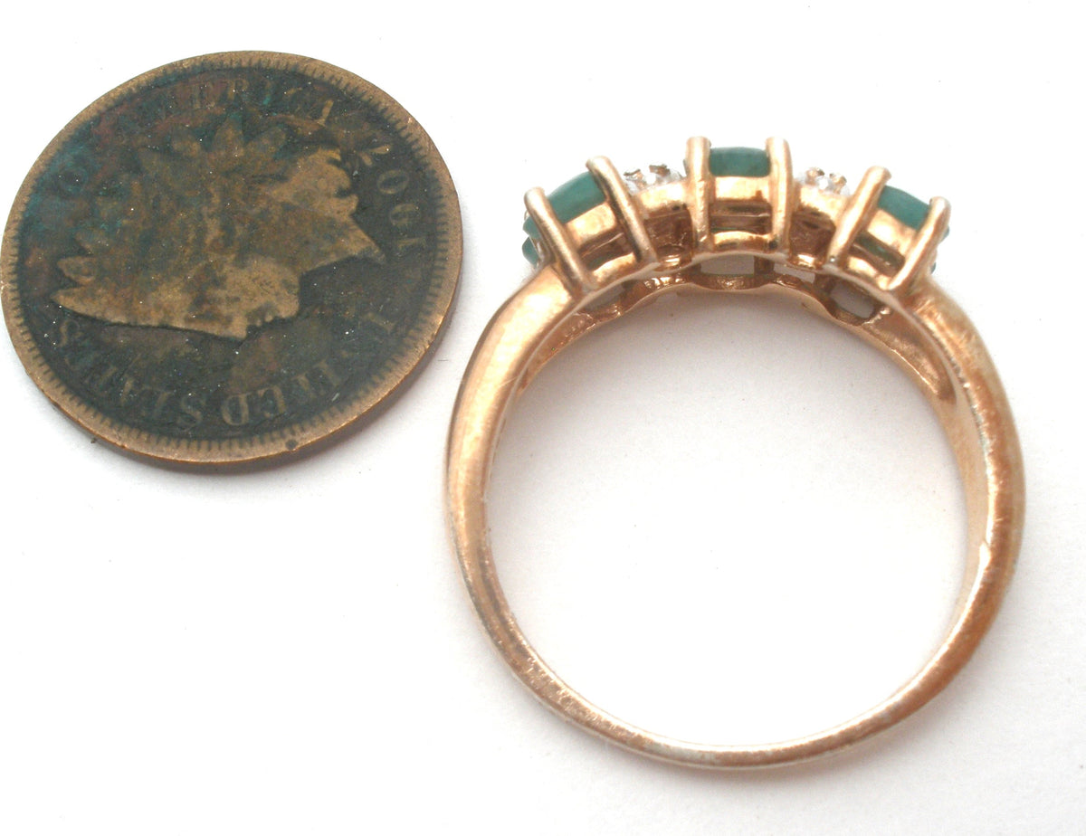 Hold for Yitti - Emerald & Diamond Vermeil Ring 925 Size 8
