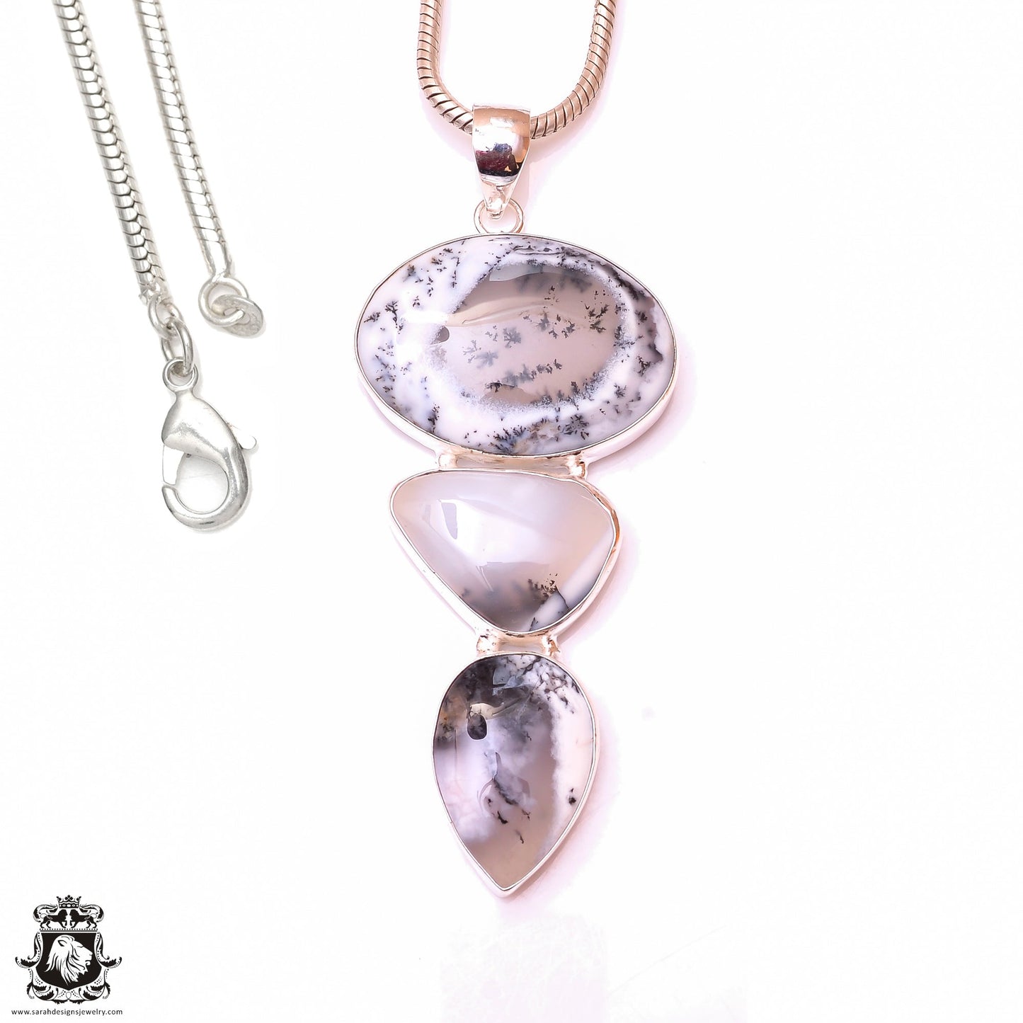 Quality Counts! AAA Graded Merlinite Dendritic Opal Pendant & 3MM Italian Chain P9968