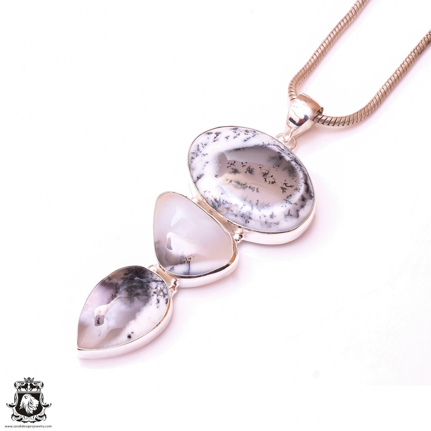 Quality Counts! AAA Graded Merlinite Dendritic Opal Pendant & 3MM Italian Chain P9968