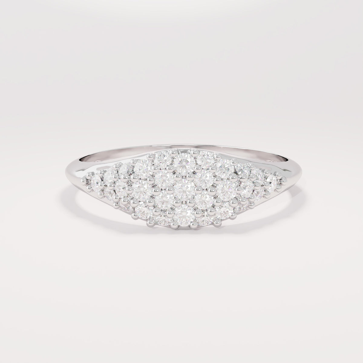 14k Solid Gold Pave Diamond Pinky Ring - Slim Unique Signet Ring, Versatile Stacking Midi Band for Pointer Finger