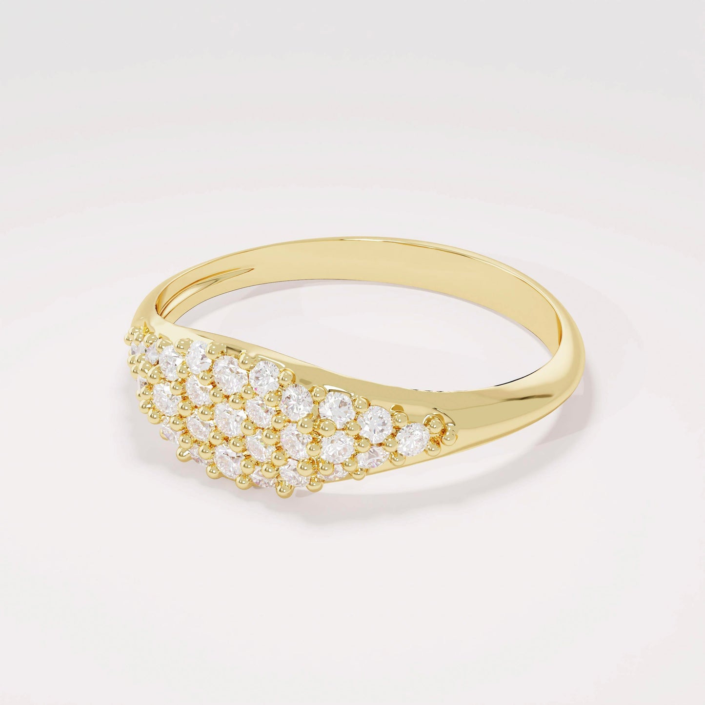 14k Solid Gold Pave Diamond Pinky Ring - Slim Unique Signet Ring, Versatile Stacking Midi Band for Pointer Finger
