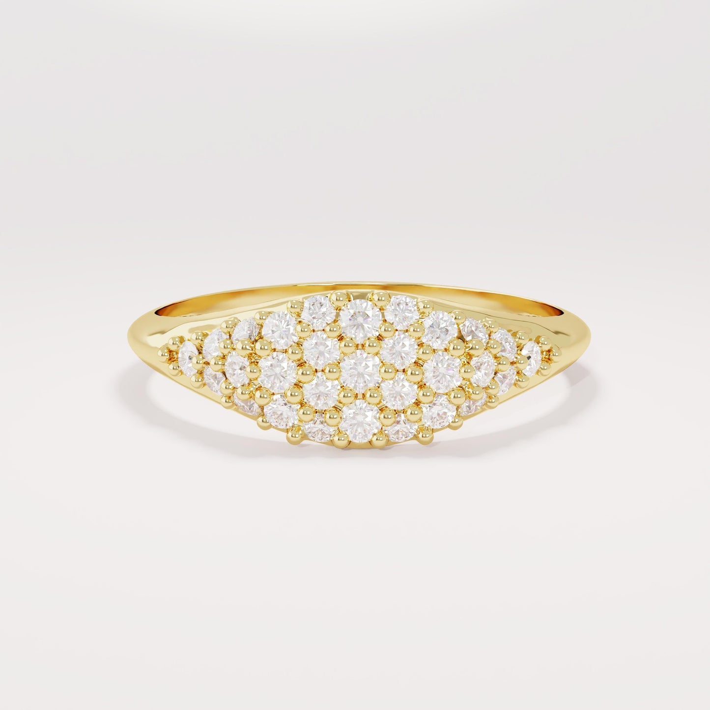 14k Solid Gold Pave Diamond Pinky Ring - Slim Unique Signet Ring, Versatile Stacking Midi Band for Pointer Finger